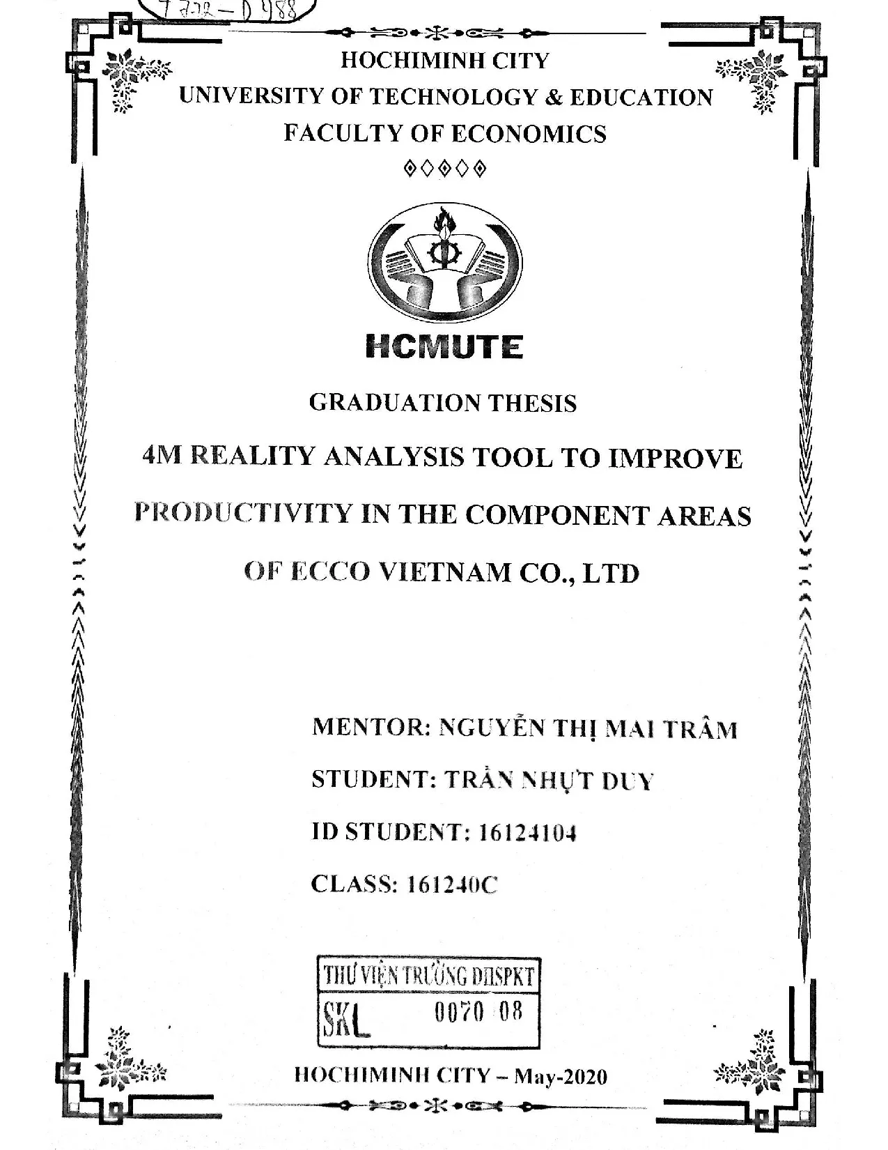 Đồ án tốt nghiệp - 4m reality analysis tool to improve productivity in the component areas of EVC