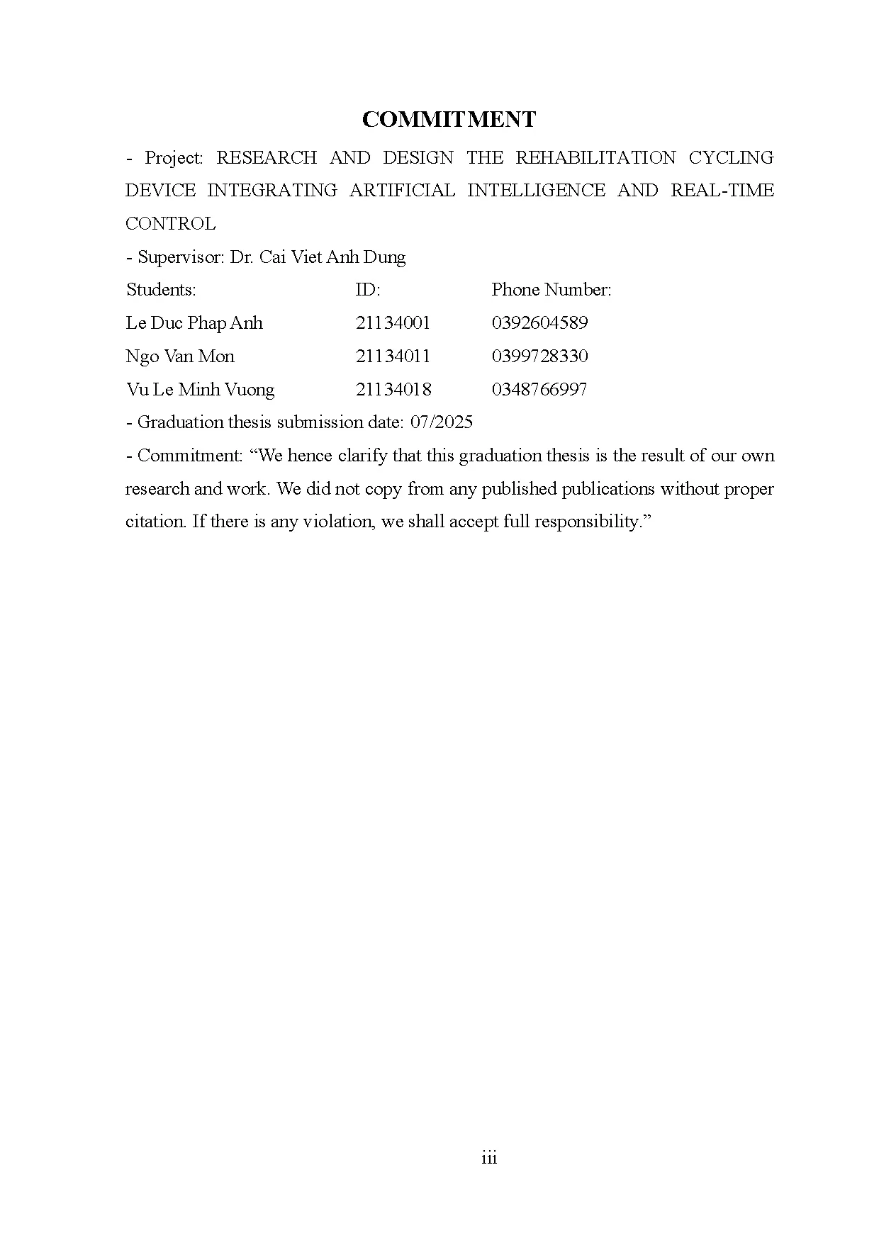 Đồ án tốt nghiệp - Research and design the rehabilitation cycling device integrating artificial IARC - Trang 3