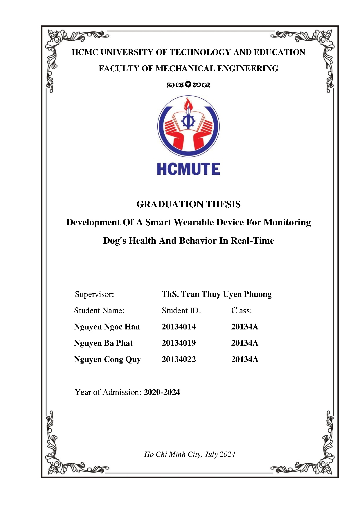 Đồ án tốt nghiệp - Development of a smart wearable device for monitoring dogs health and BIR