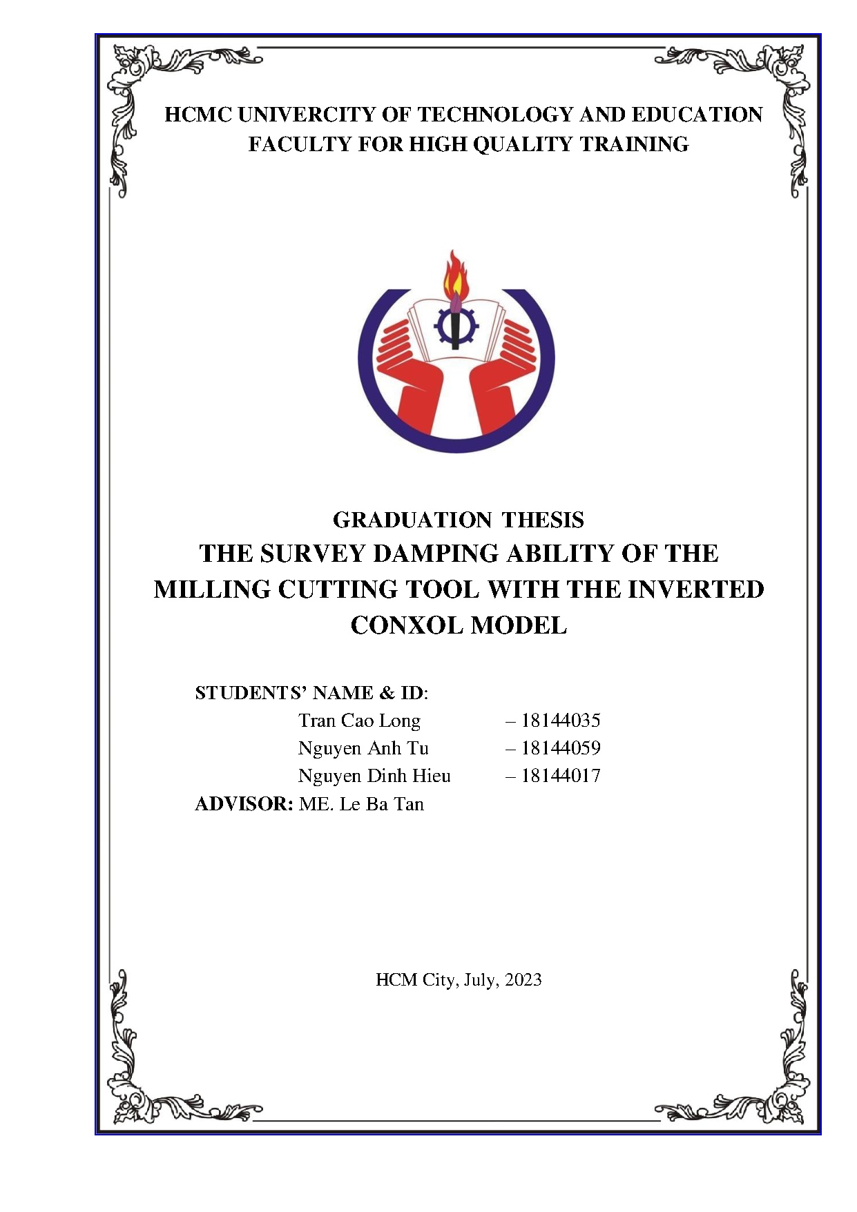 Đồ án tốt nghiệp - The survey damping ability of the Milling cutting tool with the Inverted conxol M