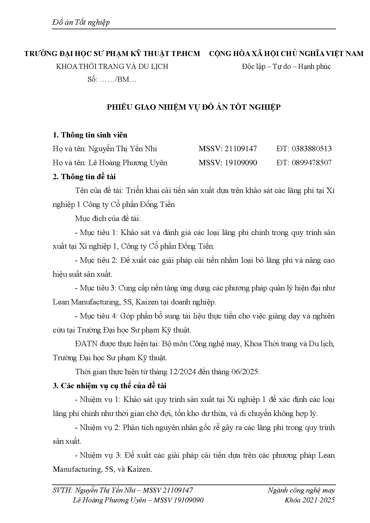 Đồ án tốt nghiệp - Triển khai cải tiến sản xuất dựa trên khảo sát các lãng phí tại Xí N 1 CTCPĐT - Trang 3