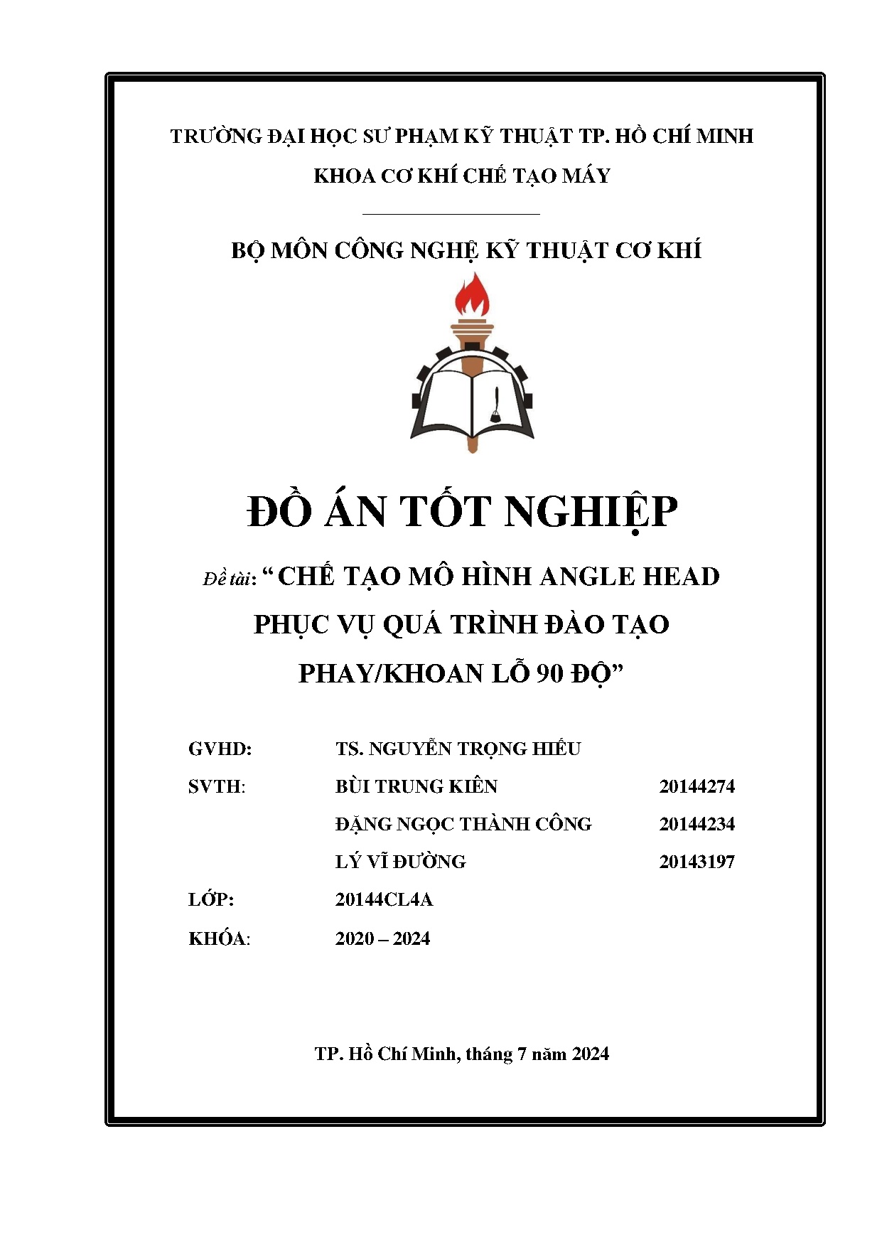Đồ án tốt nghiệp - Chế tạo mô hình Angle Head phục vụ quá trình đào tạo phay/khoan lỗ 90 độ