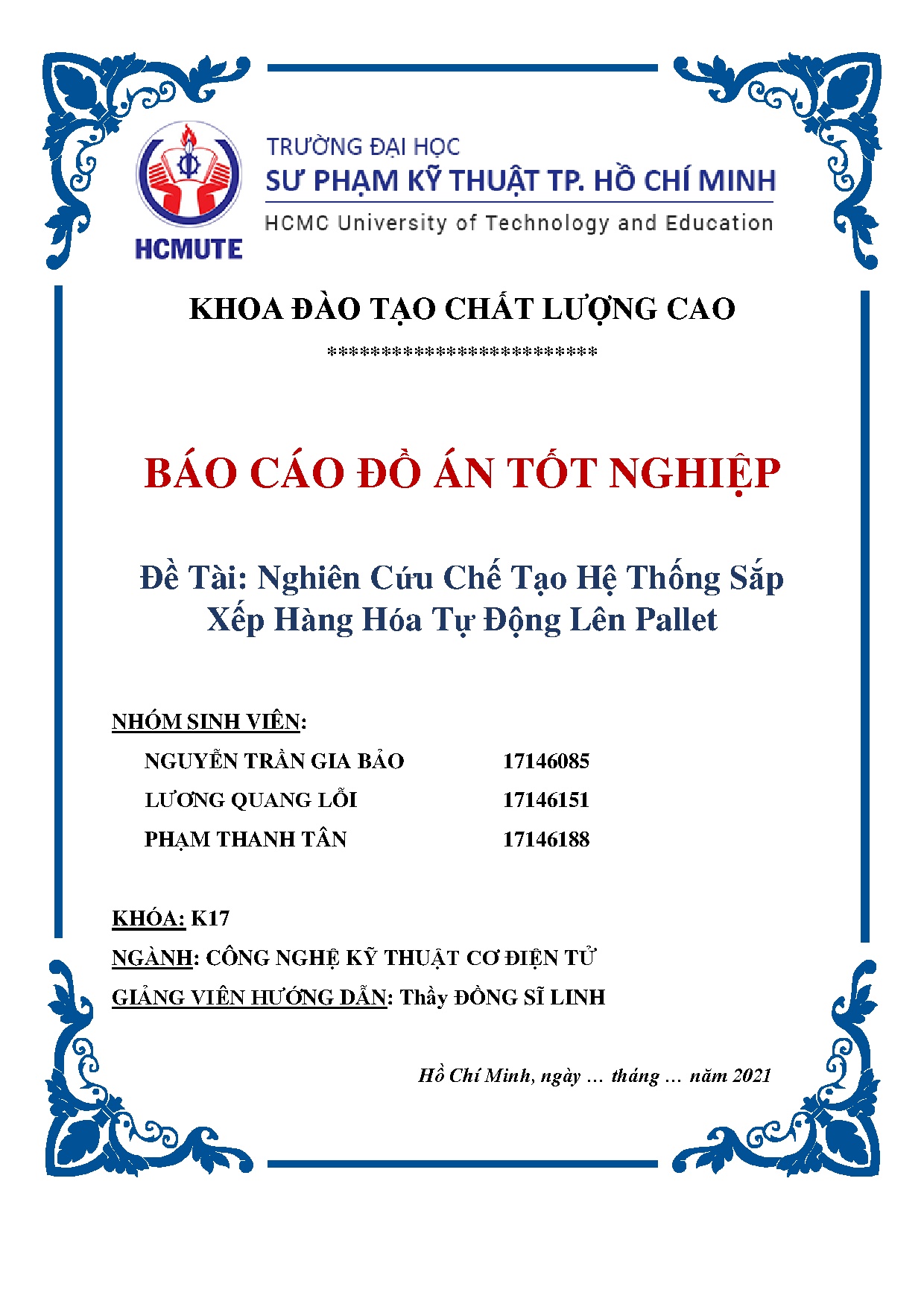 Đồ án tốt nghiệp - Nghiên cứu chế tạo hệ thống sắp xếp hàng hóa tự động lên PĐÁTNKĐTCLCNCNKTCĐT