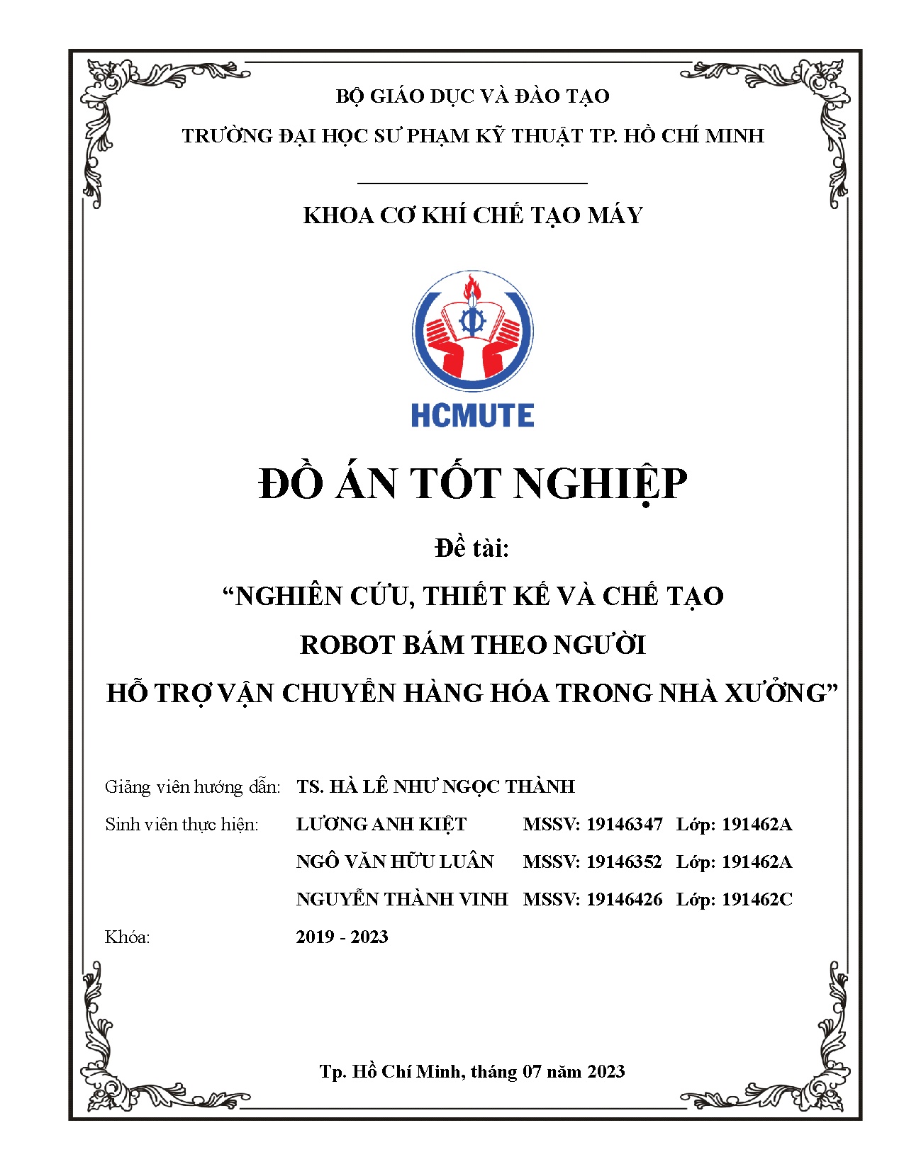 Đồ án tốt nghiệp - Nghiên cứu, thiết kế và chế tạo robot bám theo người hỗ trợ vận chuyển hàng HTNX