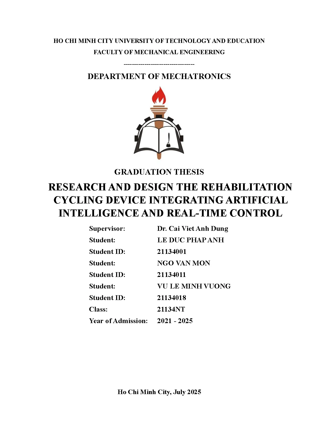 Đồ án tốt nghiệp - Research and design the rehabilitation cycling device integrating artificial IARC - Trang 2
