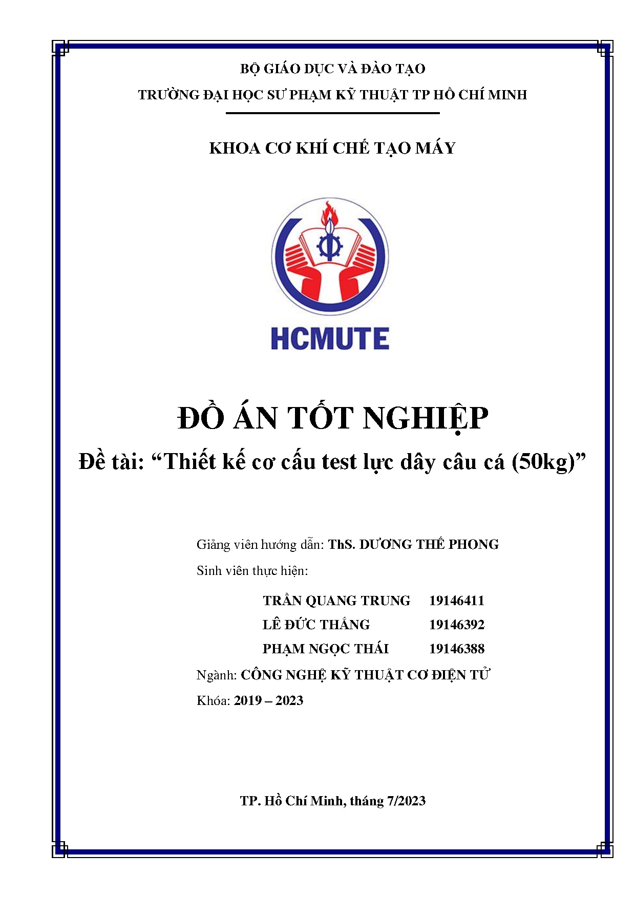 Đồ án tốt nghiệp - Thiết kế cơ cấu test lực dây câu cá (50kg)