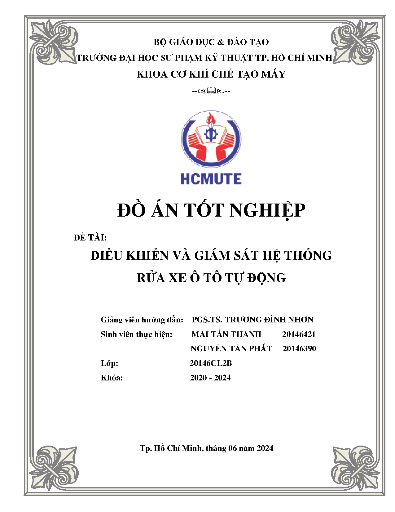 Đồ án tốt nghiệp - Điều kiểm và giám sát hệ thống rửa xe ô tô tự động.