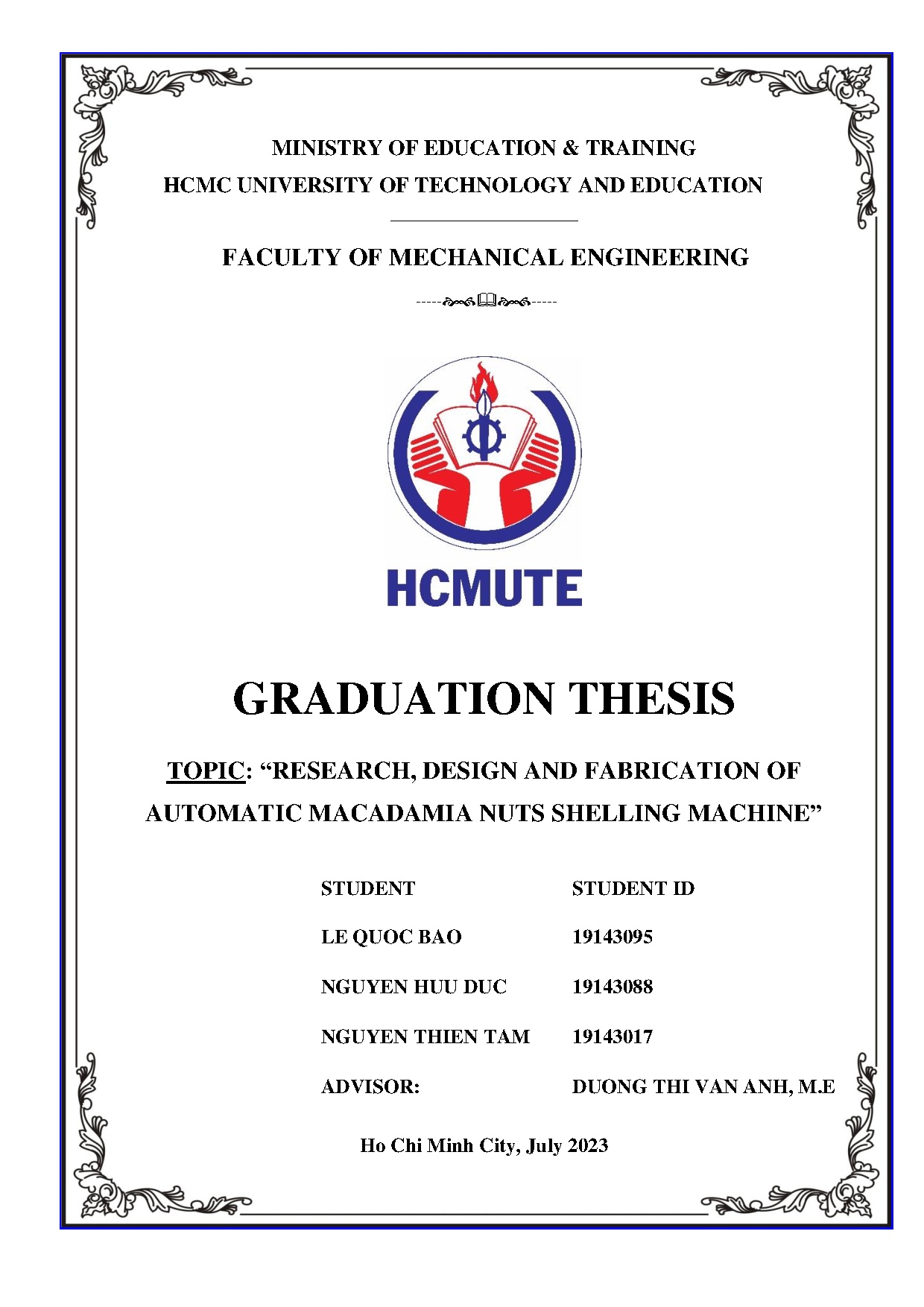Đồ án tốt nghiệp - Research, design and fabrication of automatic macadamia nuts shelling machine