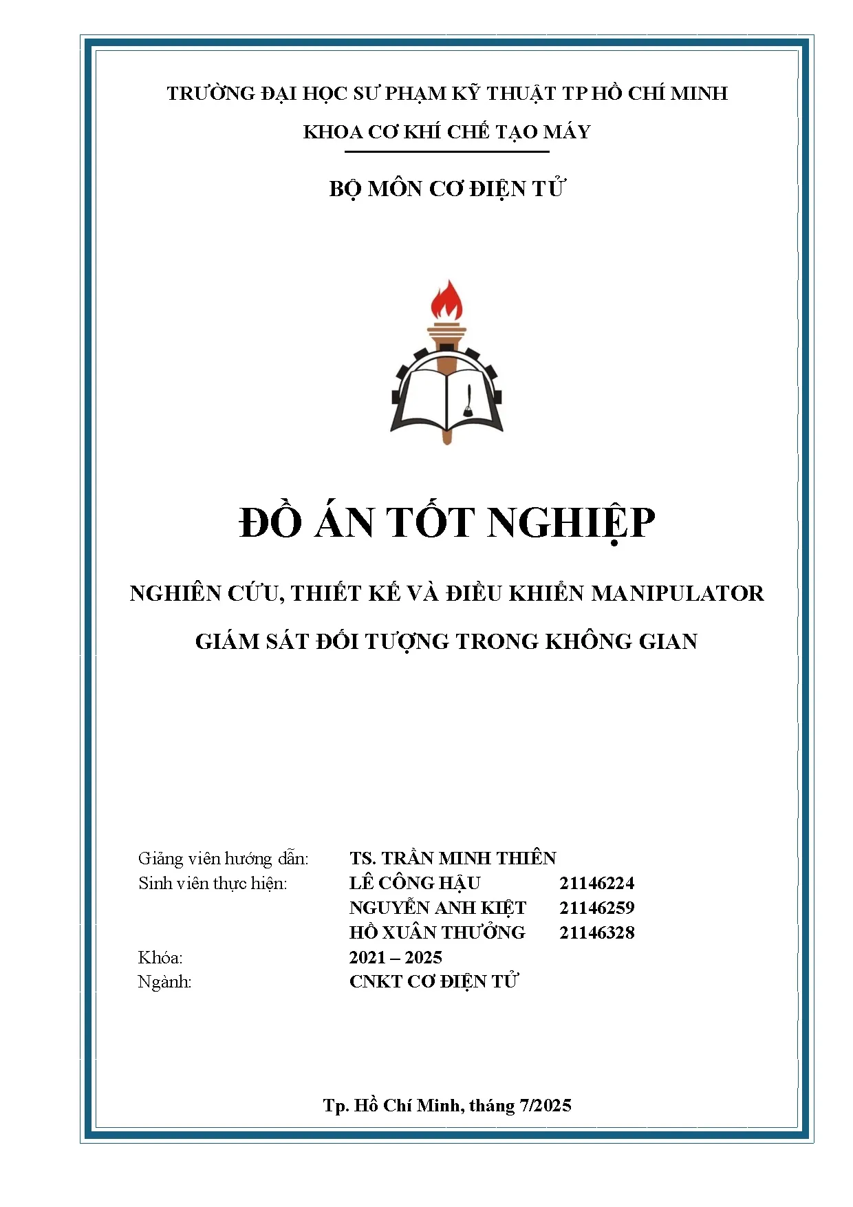 Đồ án tốt nghiệp - Nghiên cứu, thiết kế và điều khiển Manipulator giám sát đổi tượng trong không G - Trang 2