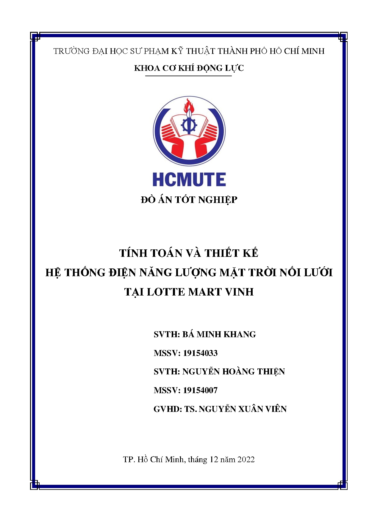 Đồ án tốt nghiệp - Tính toán và thiết kế hệ thống điện năng lượng mặt trời nối lưới tại Lotte Mart V