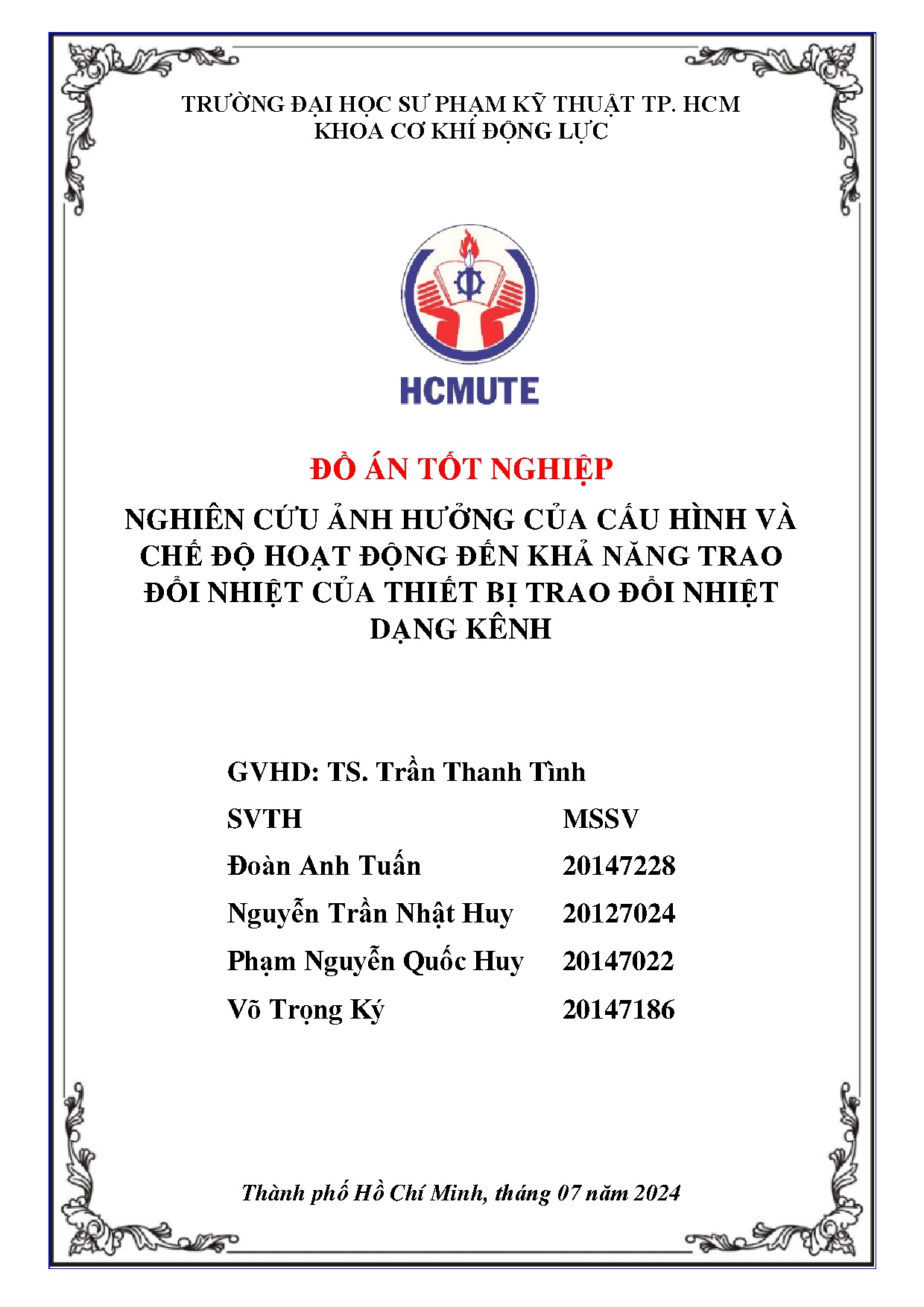 Đồ án tốt nghiệp - Nghiên cứu ảnh hưởng của cấu hình và chế độ hoạt động đến khả năng TĐNCTBTĐNDK