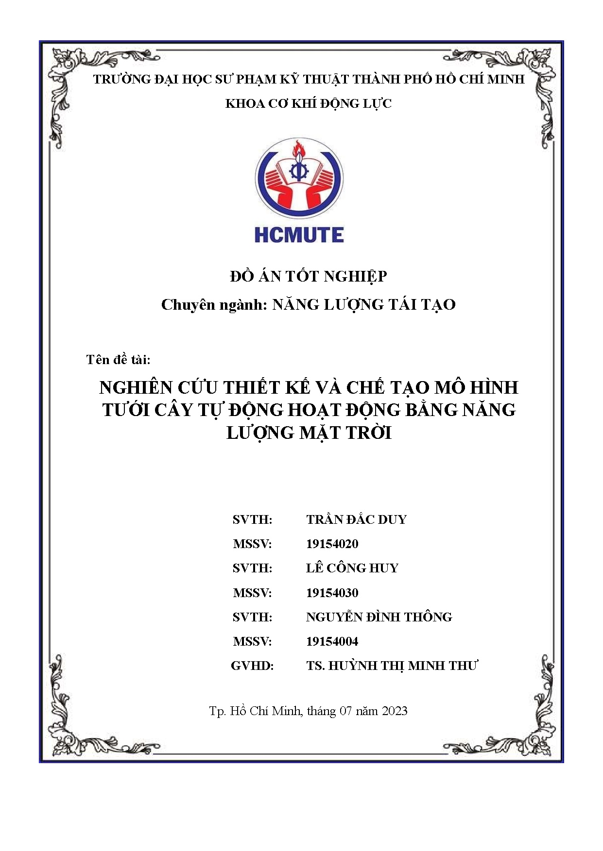 Đồ án tốt nghiệp - Nghiên cứu thiết kế và chế tạo mô hình tưới cây tự động hoạt động bằng năng LMT