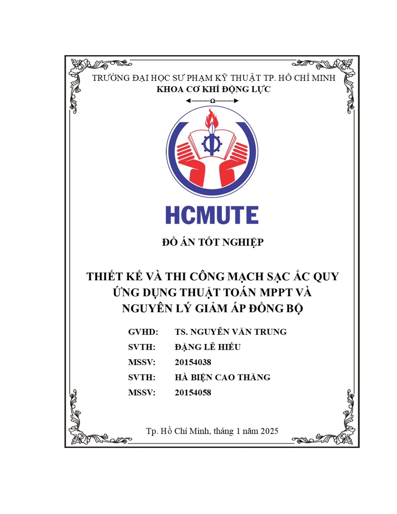 Đồ án tốt nghiệp - Thiết kế và thi công mạch sạc ắc quy ứng dụng thuật toán MPPT và nguyên lý GÁĐB