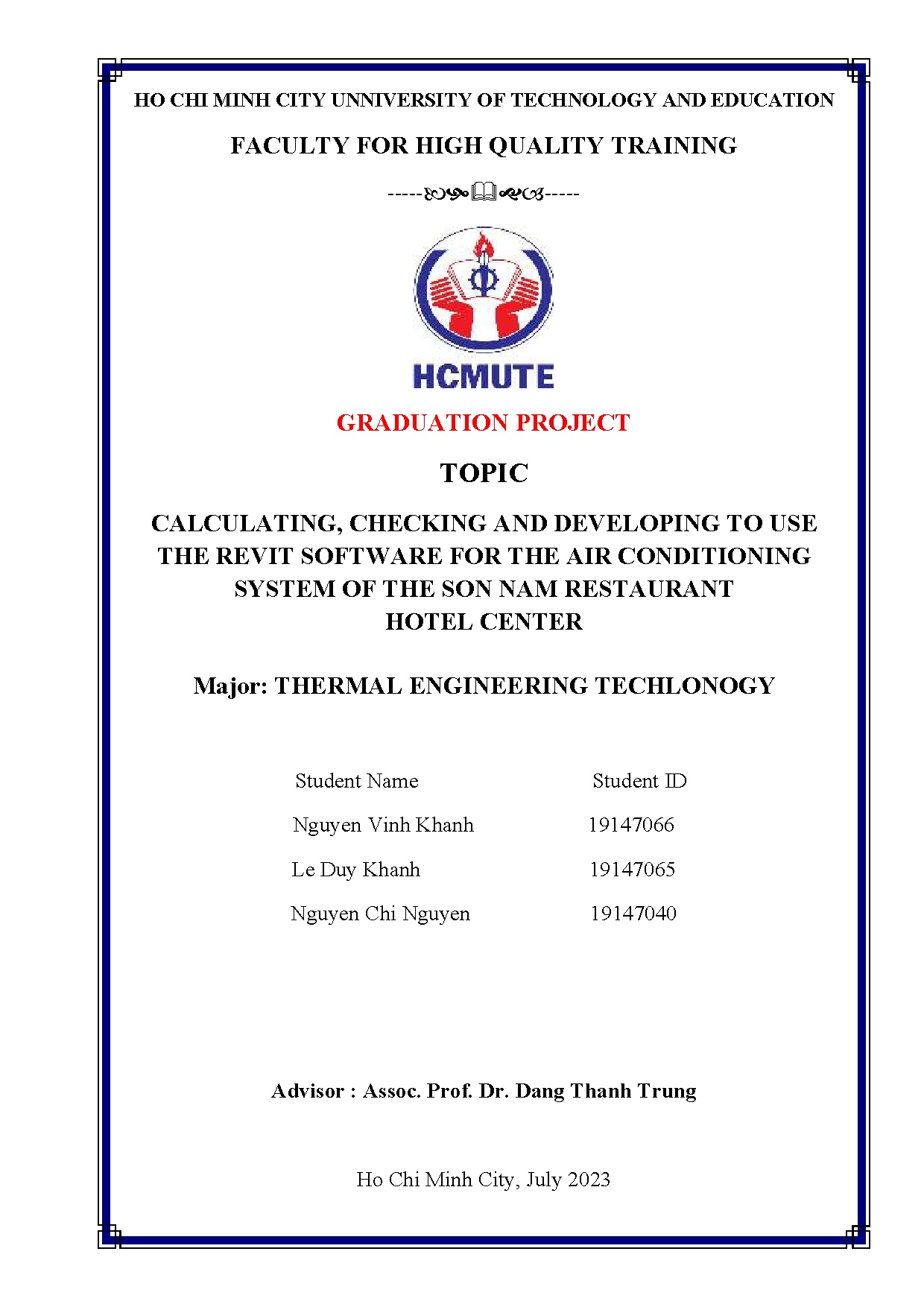 Đồ án tốt nghiệp - Calculating, checking and developing to use the Revit software for the ACSOTSNRHC