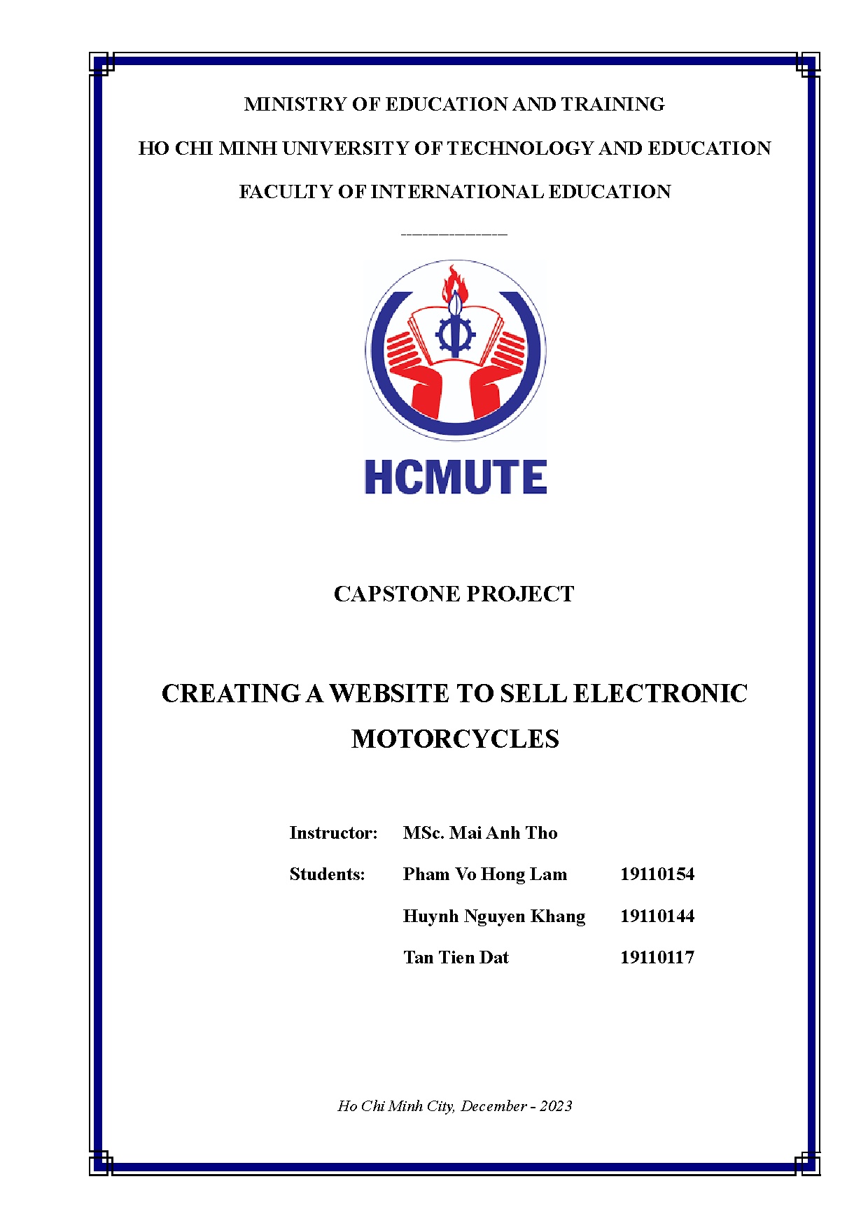 Đồ án tốt nghiệp - Creating a website to sell electronic motorcycles