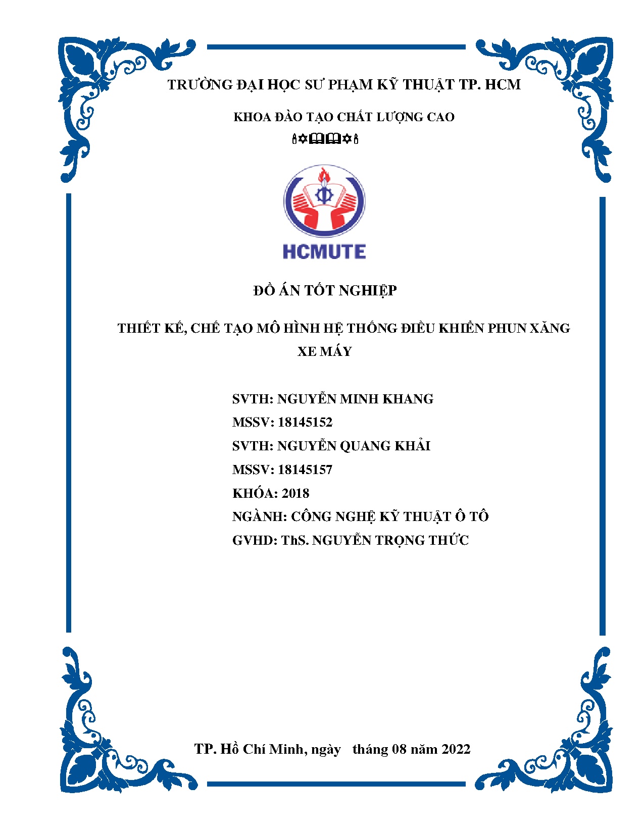 Đồ án tốt nghiệp - Thiết kế, chế tạo mô hình hệ thống điều khiển phun xăng xe máy