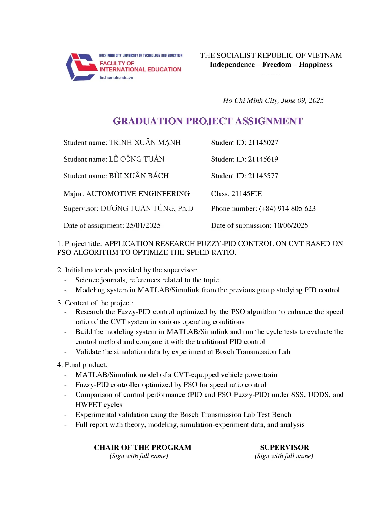 Đồ án tốt nghiệp - Application research Fuzzy-pid control on CVT based on PSO algorithm to OTSR - Trang 3