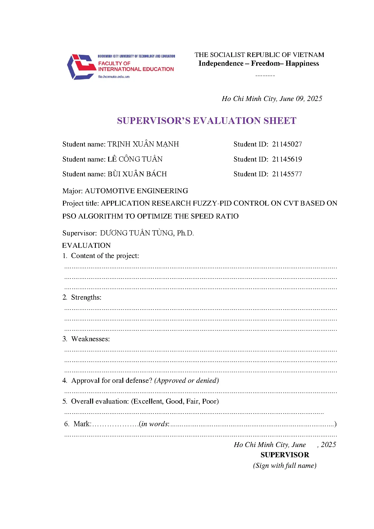 Đồ án tốt nghiệp - Application research Fuzzy-pid control on CVT based on PSO algorithm to OTSR - Trang 4