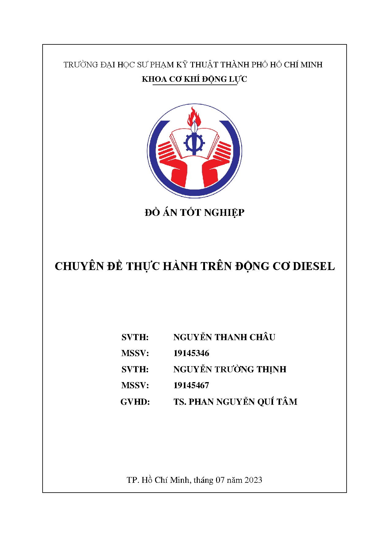 Đồ án tốt nghiệp - Chuyên đề thực hành trên động cơ Diesel