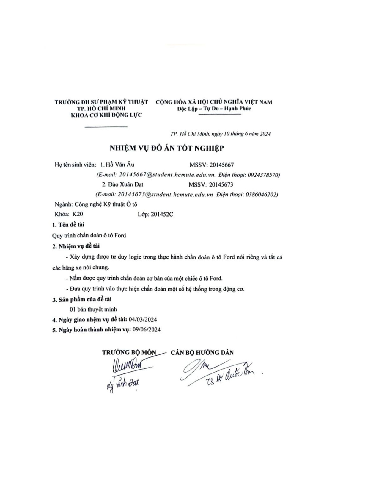 Đồ án tốt nghiệp - Quy trình chẩn đoán ô tô Ford