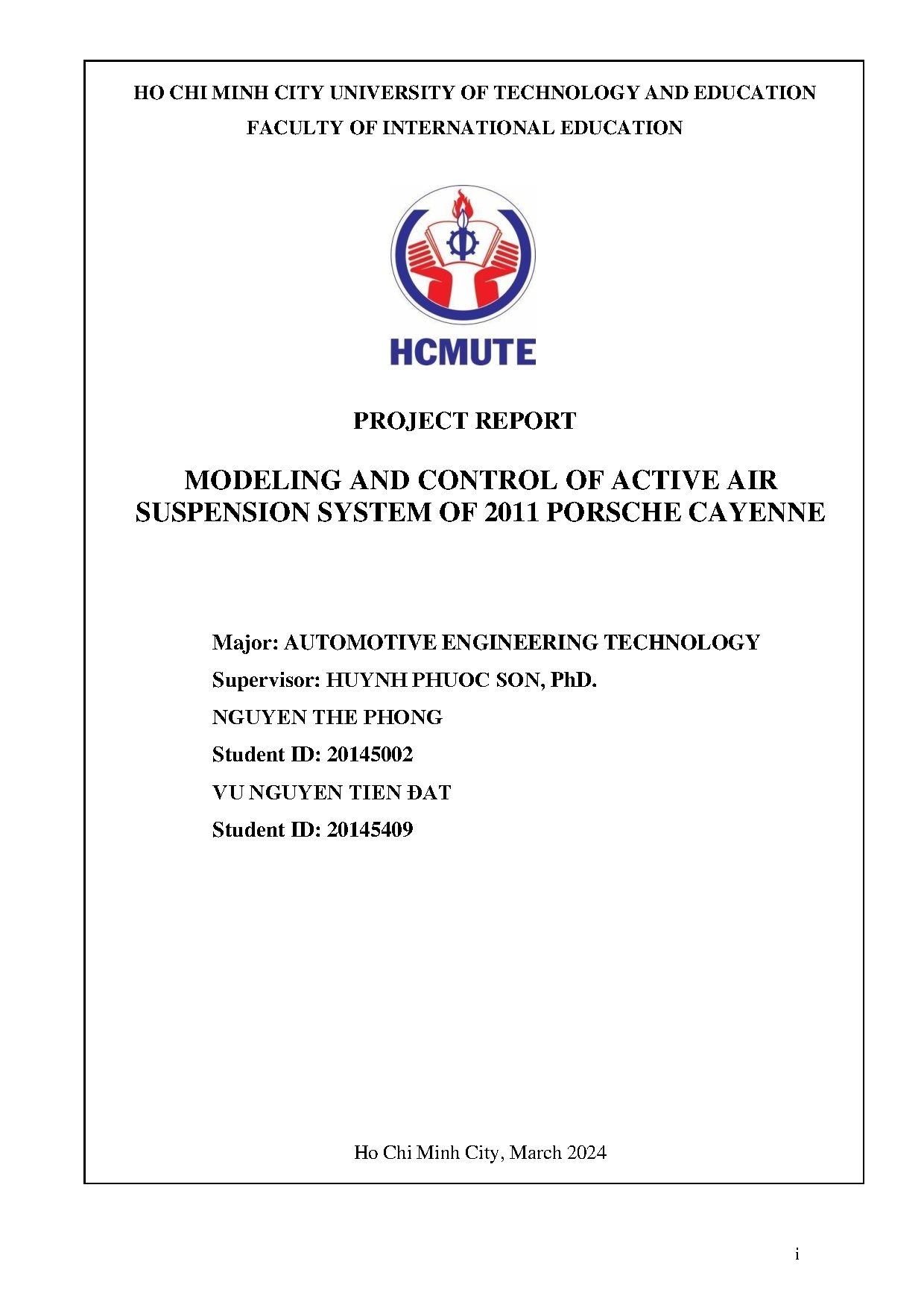 Đồ án tốt nghiệp - Modeling and control of active air suspension system of 2011 Porsche Cayenne