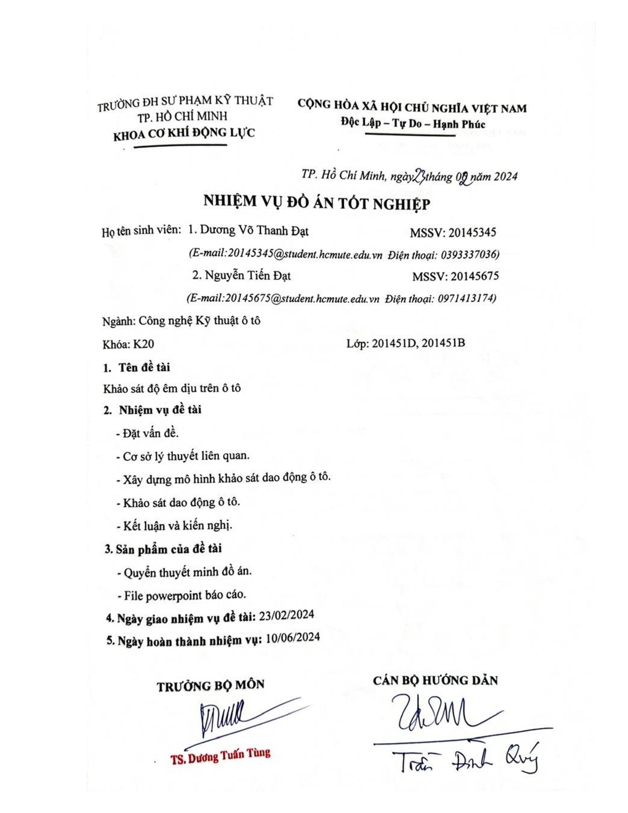 Đồ án tốt nghiệp - Khảo sát độ êm dịu trên xe ô tô