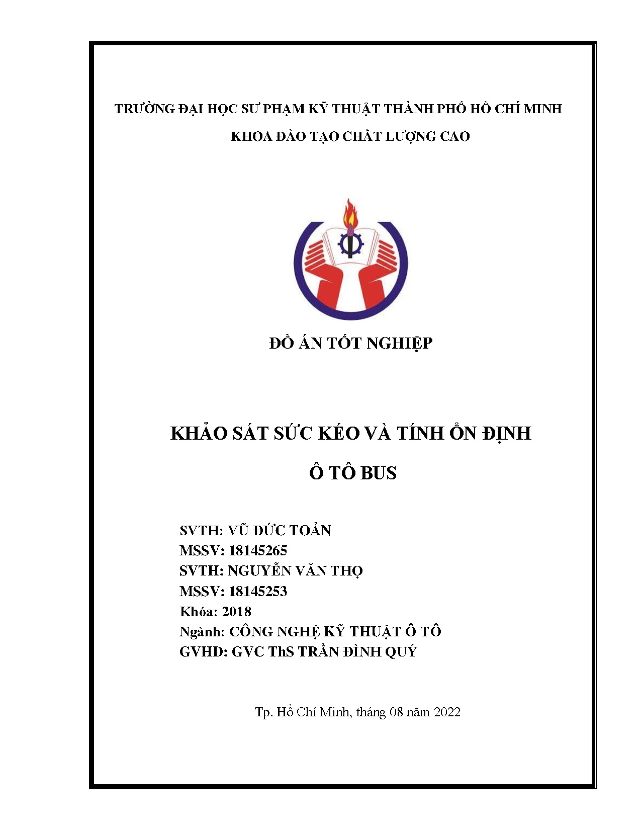 Đồ án tốt nghiệp - Khảo sát sức kéo và tính ổn định ô tô Bus