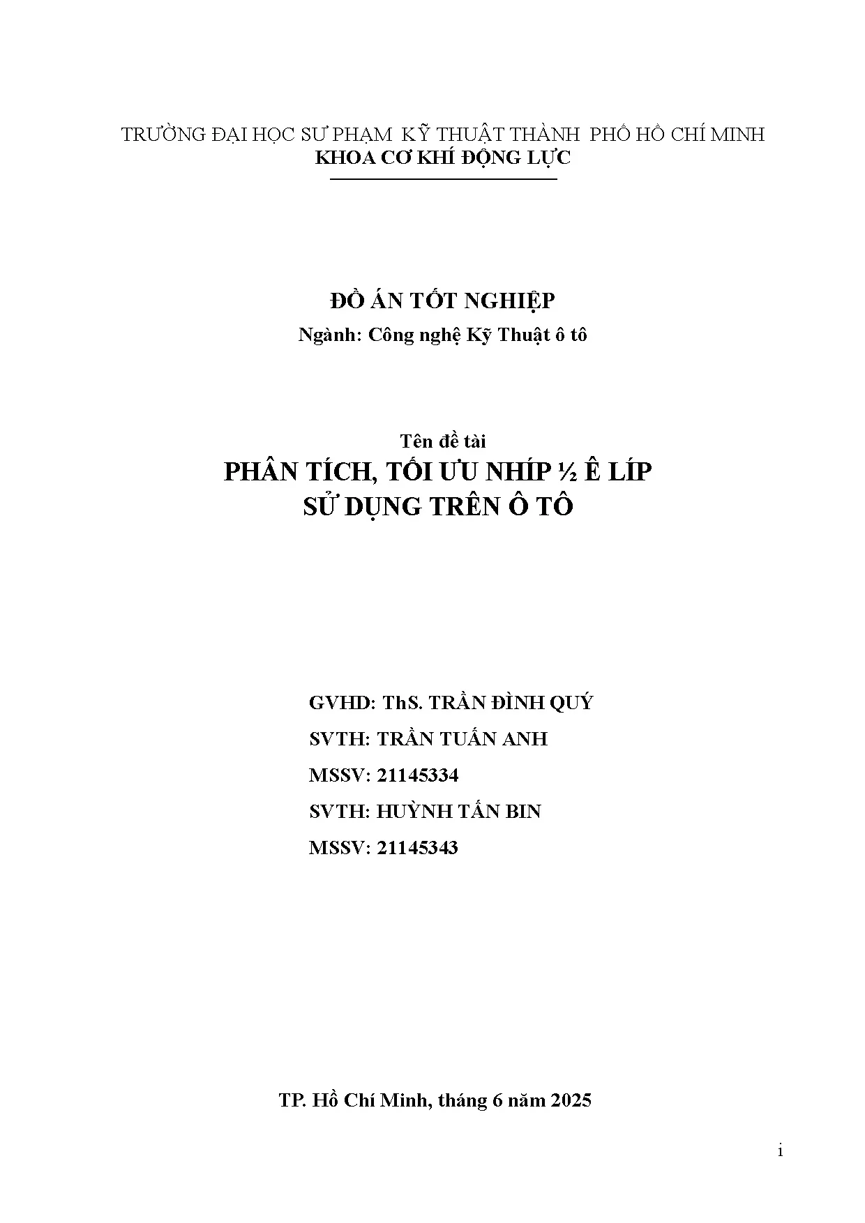 Đồ án tốt nghiệp - Phân tích, tối ưu nhíp 1/2 ê líp sử dụng trên ô tô - Trang 2