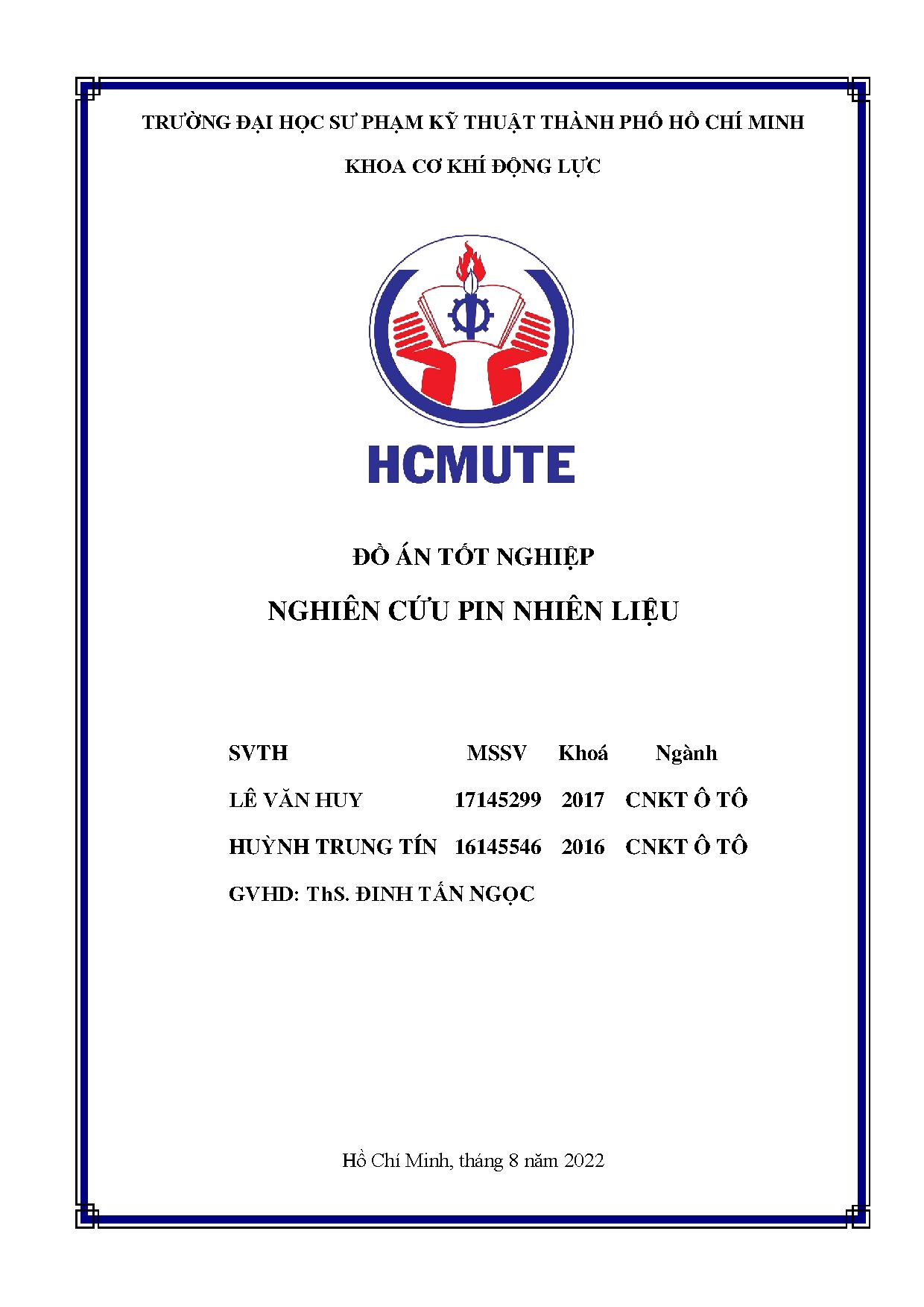 Đồ án tốt nghiệp - Nghiên cứu pin nhiên liệu