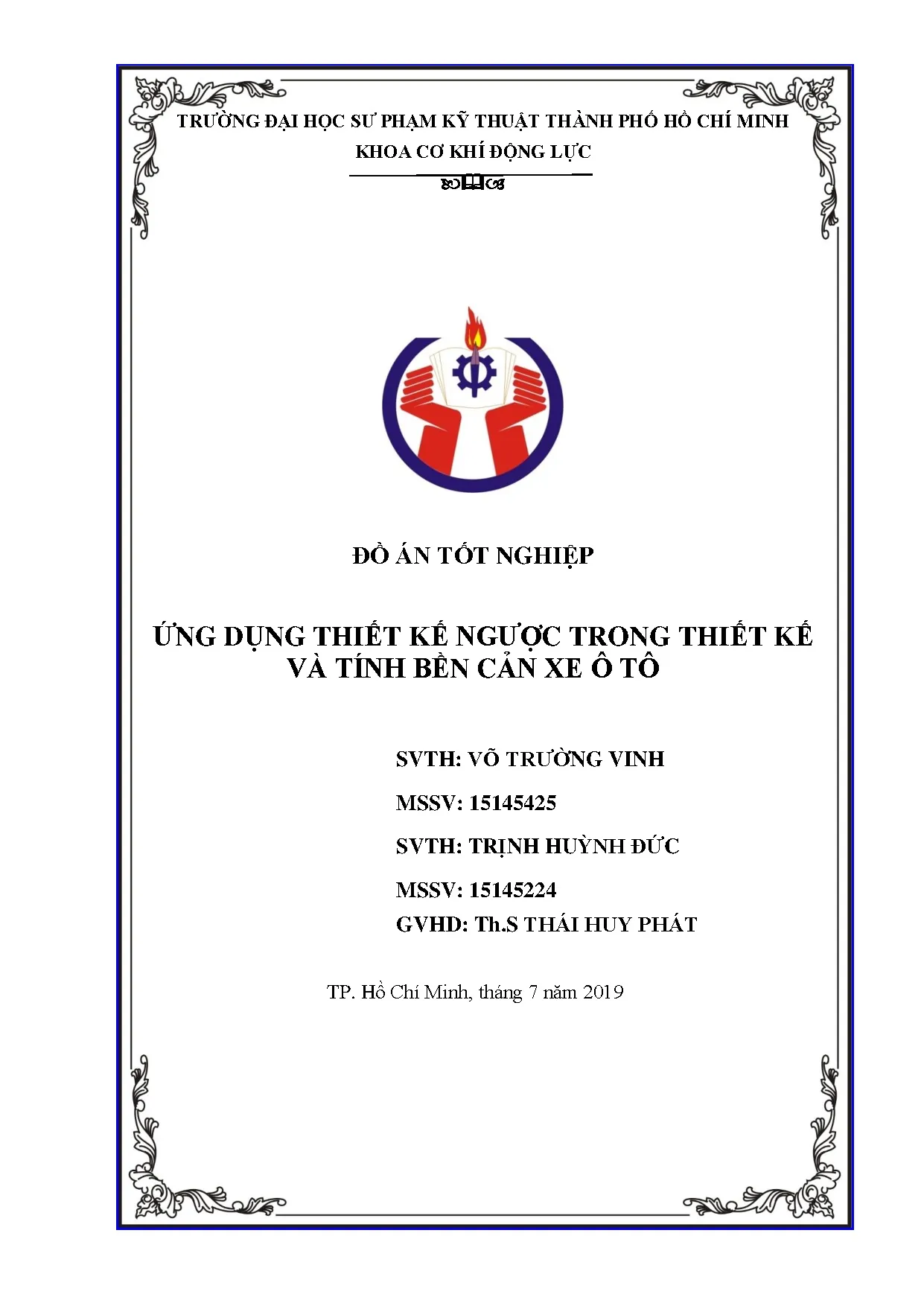 Đồ án tốt nghiệp - Ứng dụng thiết kế ngược trong thiết kế và tính bền cản xe ô tô: Đồ án TNNCNKT ô T