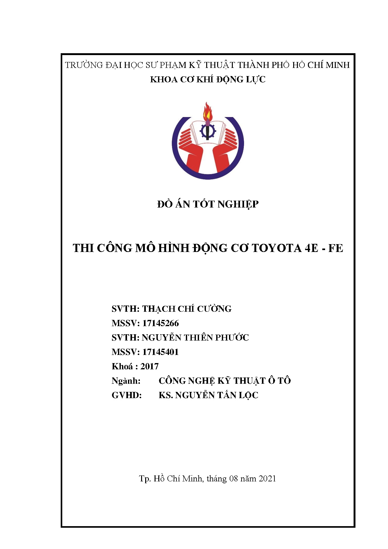 Đồ án tốt nghiệp - Thi công mô hình động cơ Toyota 4E - FE