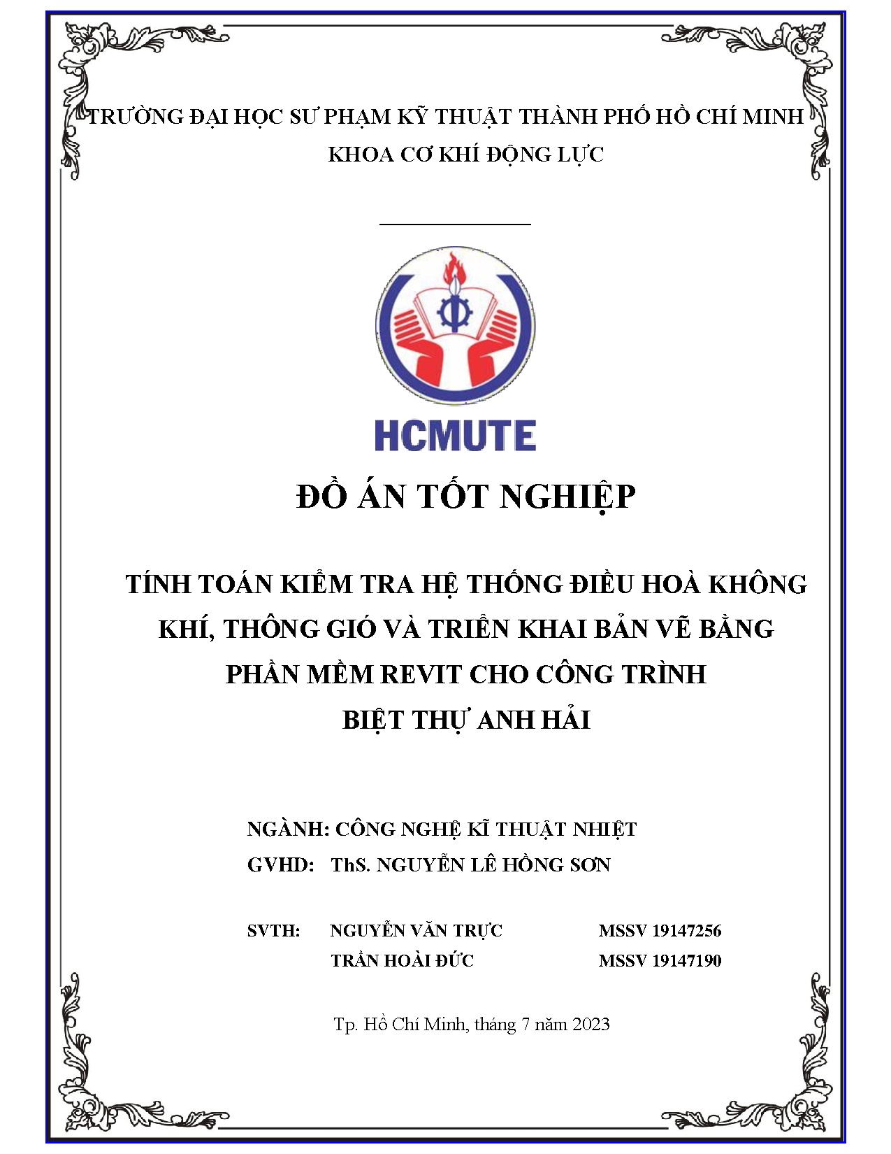 Đồ án tốt nghiệp - Tính toán kiểm tra hệ thống điều hòa không khí, thông gió và triển KBVBPMRCCTBTAH