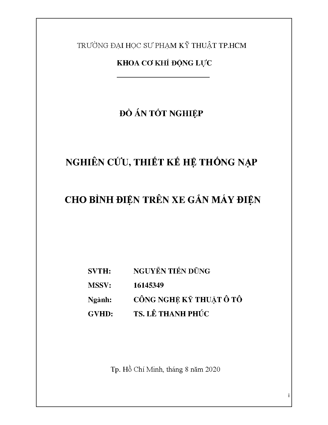 Đồ án tốt nghiệp - Nghiên cứu, thiết kế hệ thống nạp cho bình điện trên xe gắn máy điện