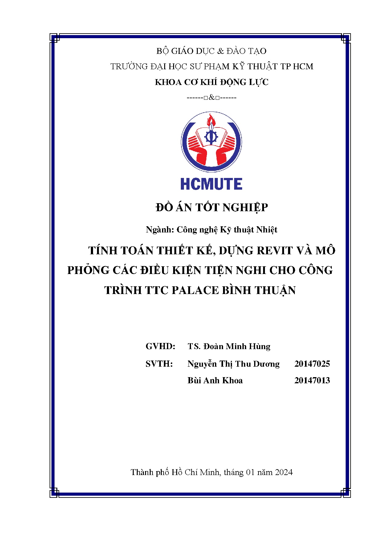 Đồ án tốt nghiệp - Tính toán thiết kế, dựng Revit và mô phỏng các điều kiện tiện nghi cho công TTPBT