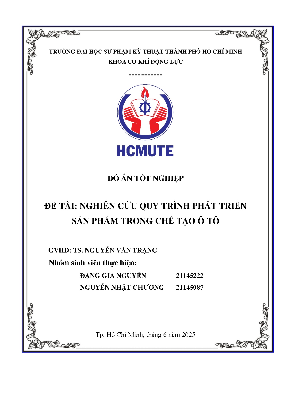 Đồ án tốt nghiệp - Nghiên cứu quy trình phát triển sản phẩm trong chế tạo ô tô