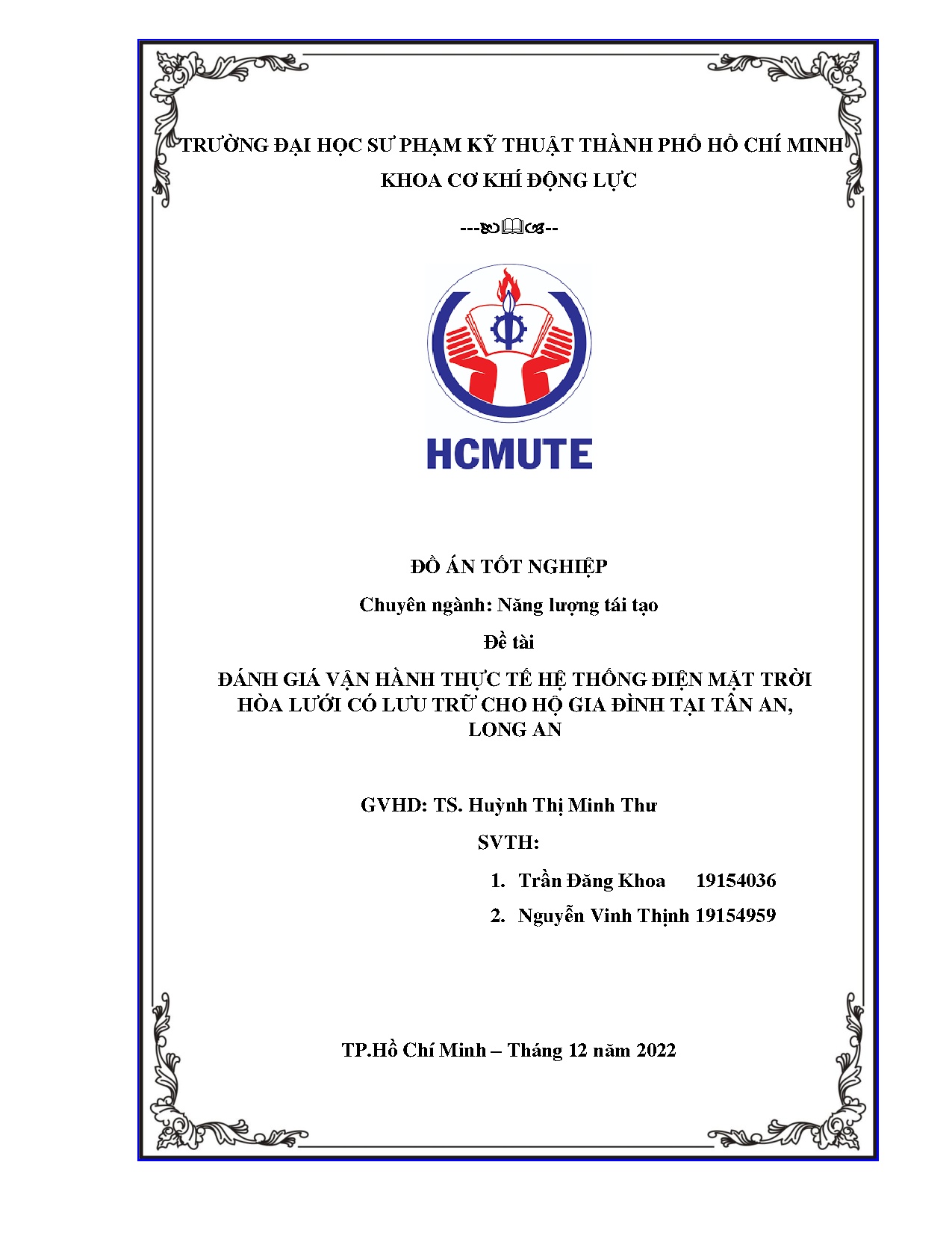 Đồ án tốt nghiệp - Đánh giá vận hành thực tế hệ thống điện mặt trời hòa lưới có lưu trữ cho HGĐTTALA