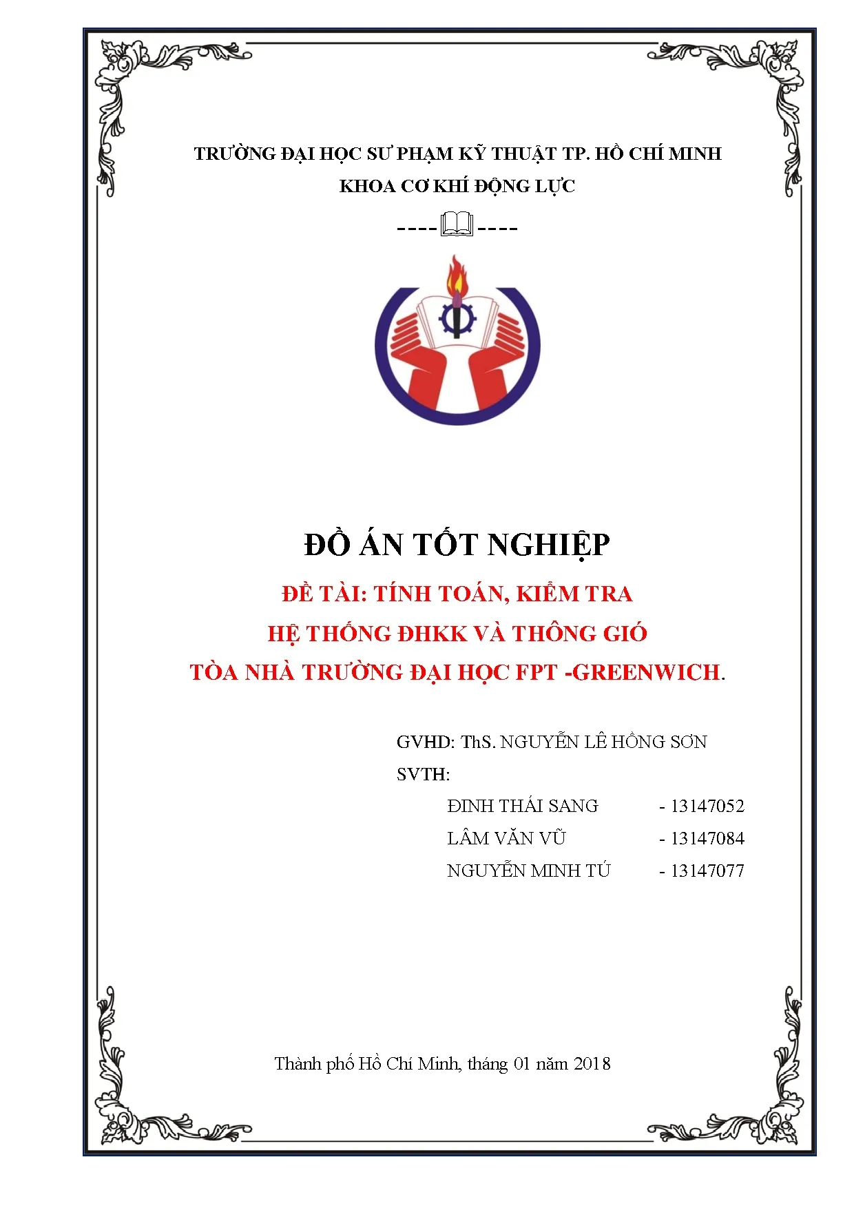 Đồ án tốt nghiệp - Tính toán, kiểm tra hệ thống ĐHKK và thông gió Tòa nhà Trường Đại học FĐÁTNNCNKTN