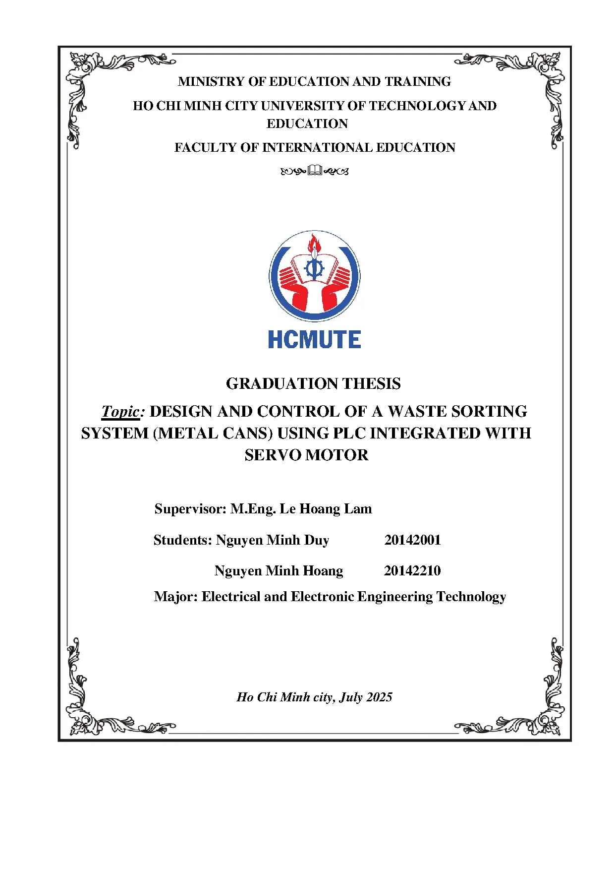 Đồ án tốt nghiệp - Design and control of A waste sorting system (metal cans) using PLC IWSM - Trang 2