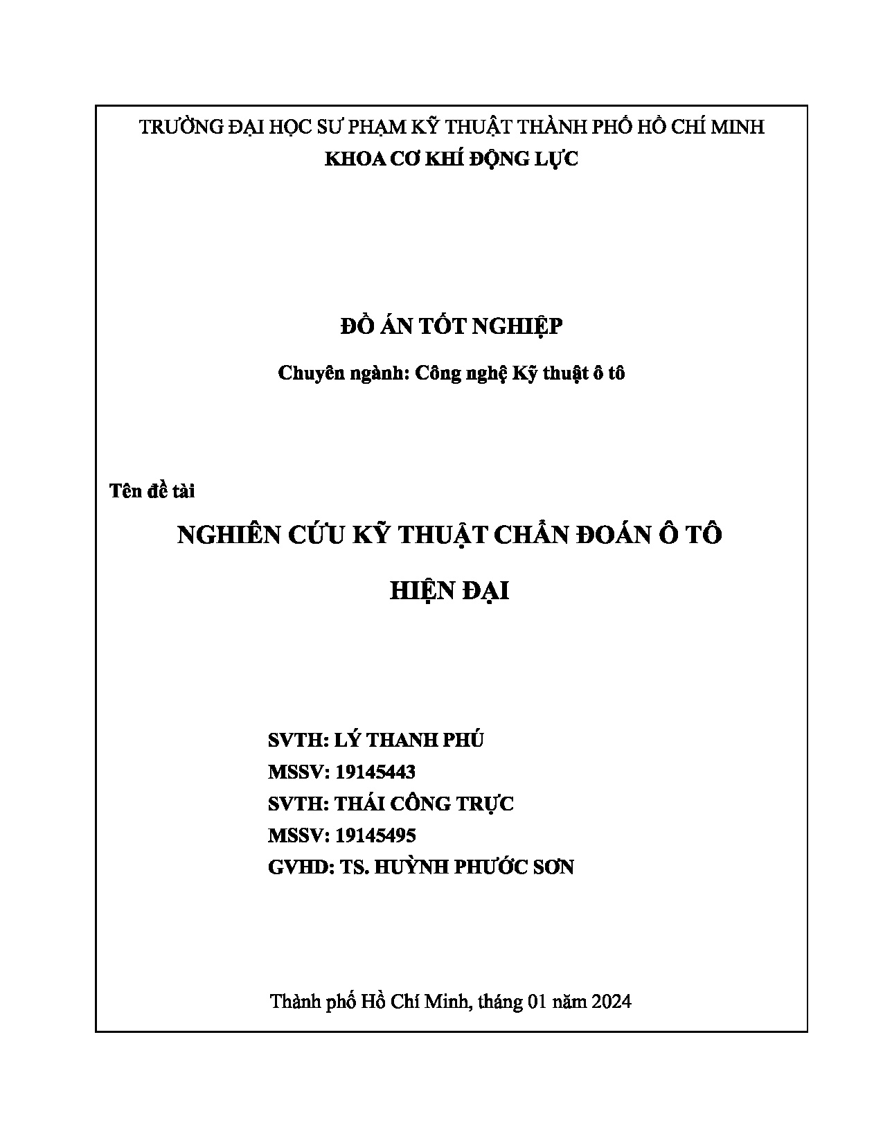 Đồ án tốt nghiệp - Nghiên cứu kỹ thuật chẩn đoán ô tô hiện đại