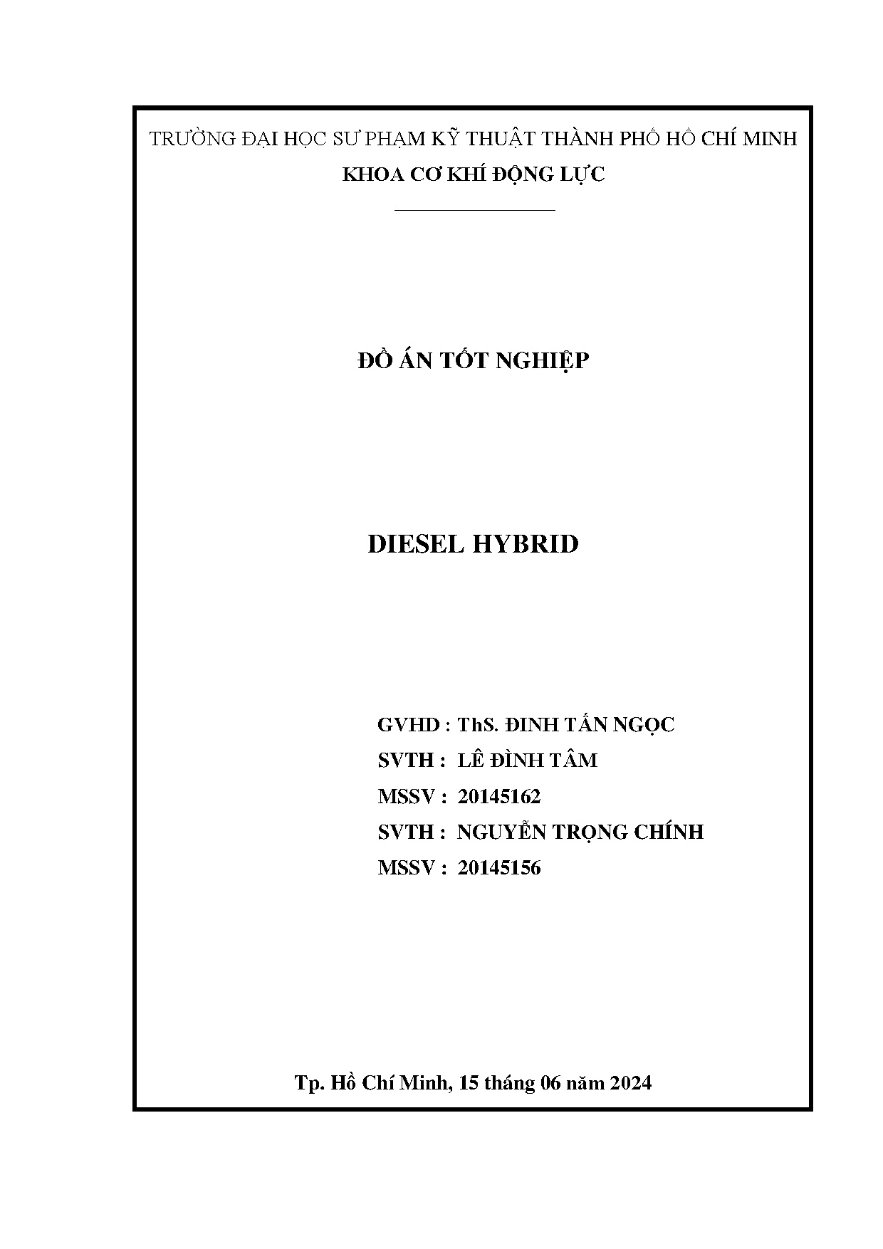 Đồ án tốt nghiệp - Diesel hybrid