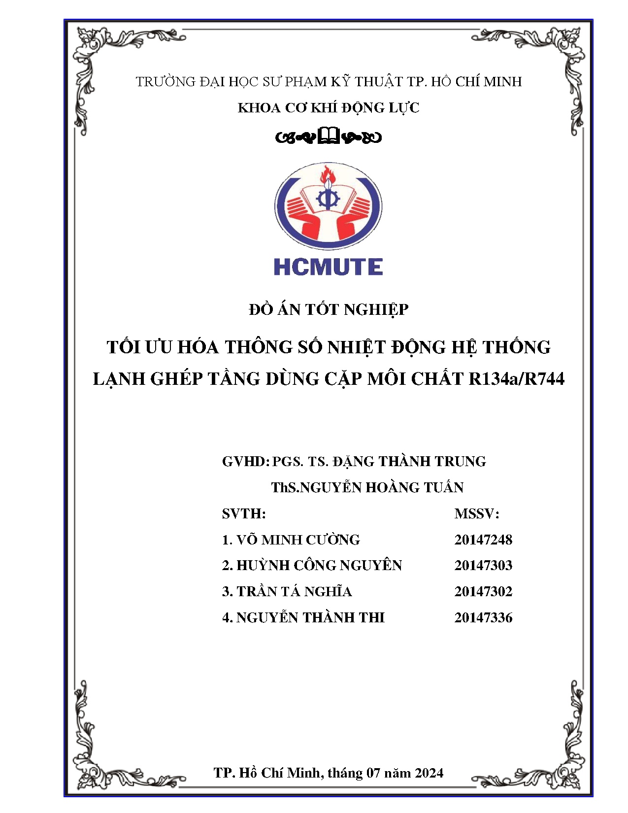 Đồ án tốt nghiệp - Tối ưu hóa thông số nhiệt động hệ thống lạnh ghép tầng dùng cặp môi chất R