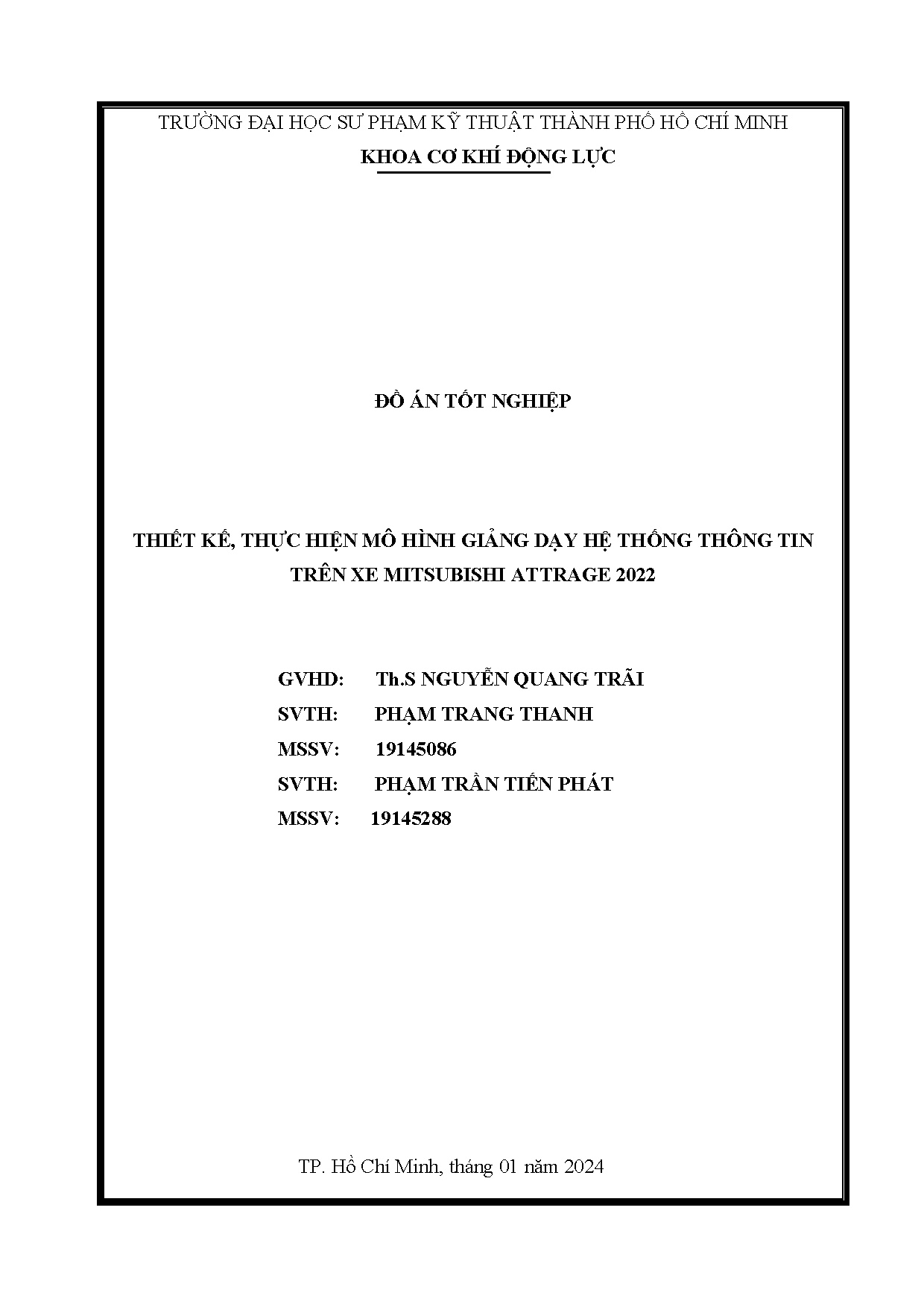 Đồ án tốt nghiệp - Thiết kế, thực hiện mô hình giảng dạy hệ thống thông tin trên xe Mitsubishi A 2
