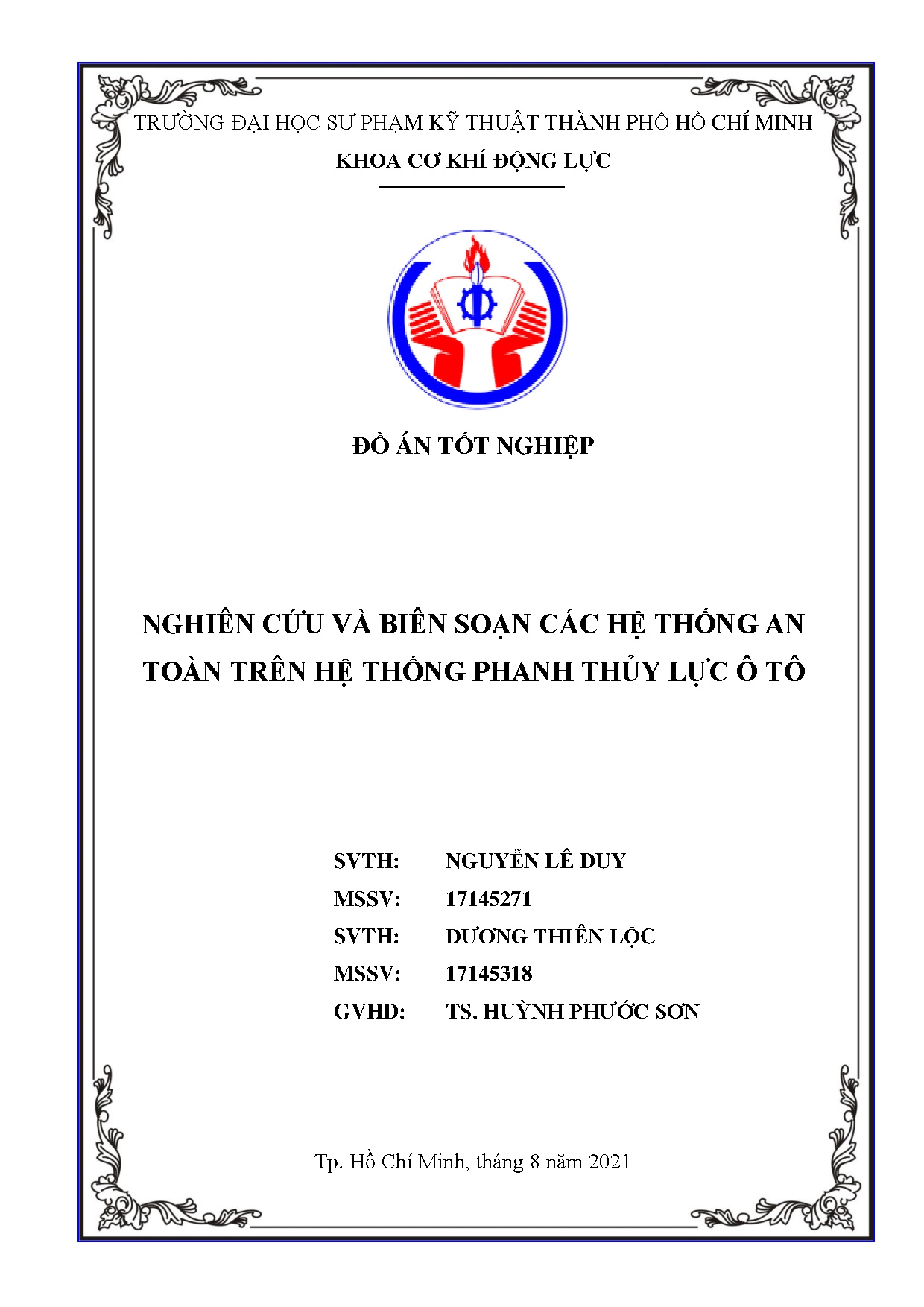 Đồ án tốt nghiệp - Đại học Sư phạm Kỹ thuật Thành phố Hồ Chí Minh