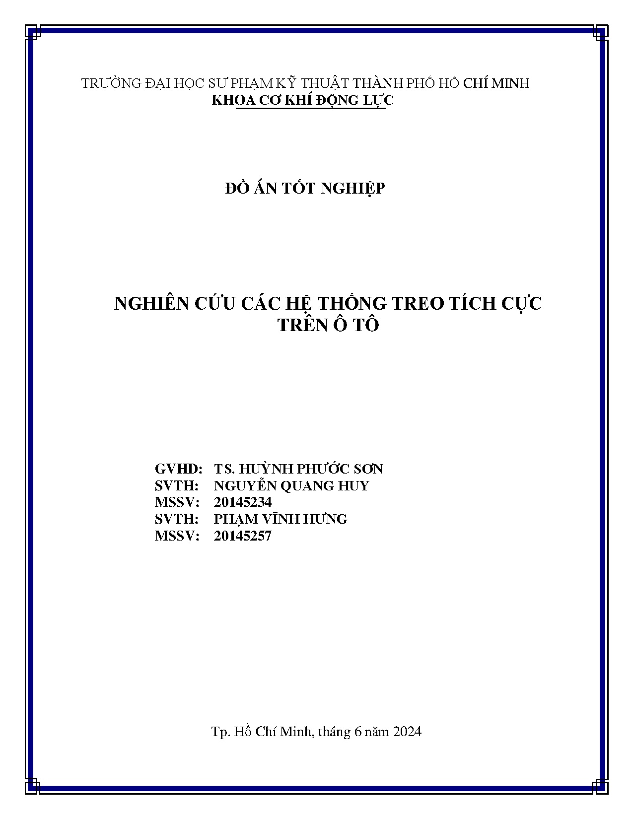 Đồ án tốt nghiệp - Nghiên cứu các hệ thống treo tích cực trên ô tô
