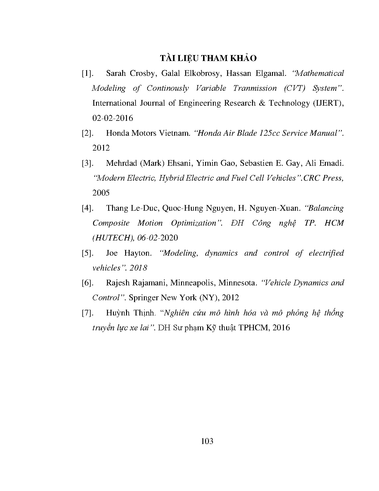 Đồ án tốt nghiệp - Mô phỏng tối ưu suất tiêu hao nhiên liệu cho xe gắn máy lai bằng Matlab/Simulink - Trang 124