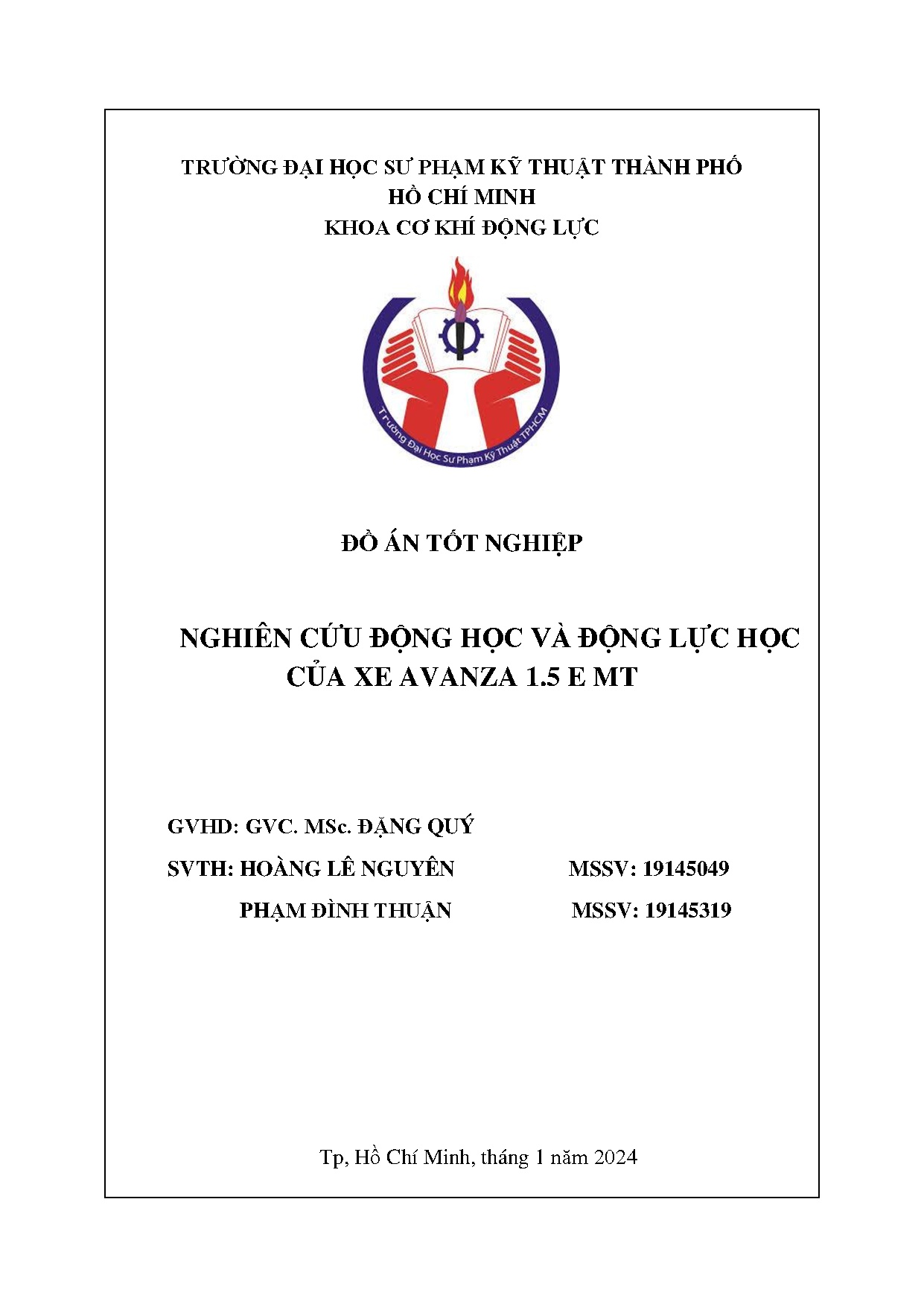 Đồ án tốt nghiệp - Nghiên cứu động học và động lực học của xe Avanza 1.5 E MT