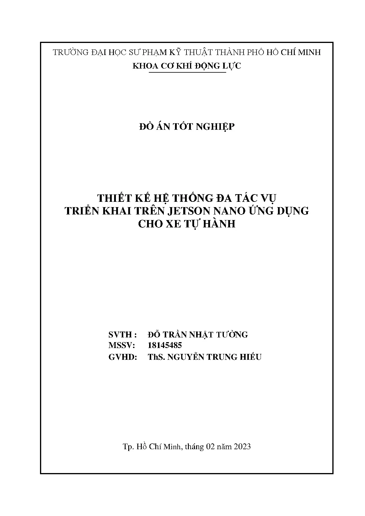 Đồ án tốt nghiệp - Thiết kế hệ thống đa tác vụ triển khai trên Jetson Nano ứng dụng cho xe tự hành