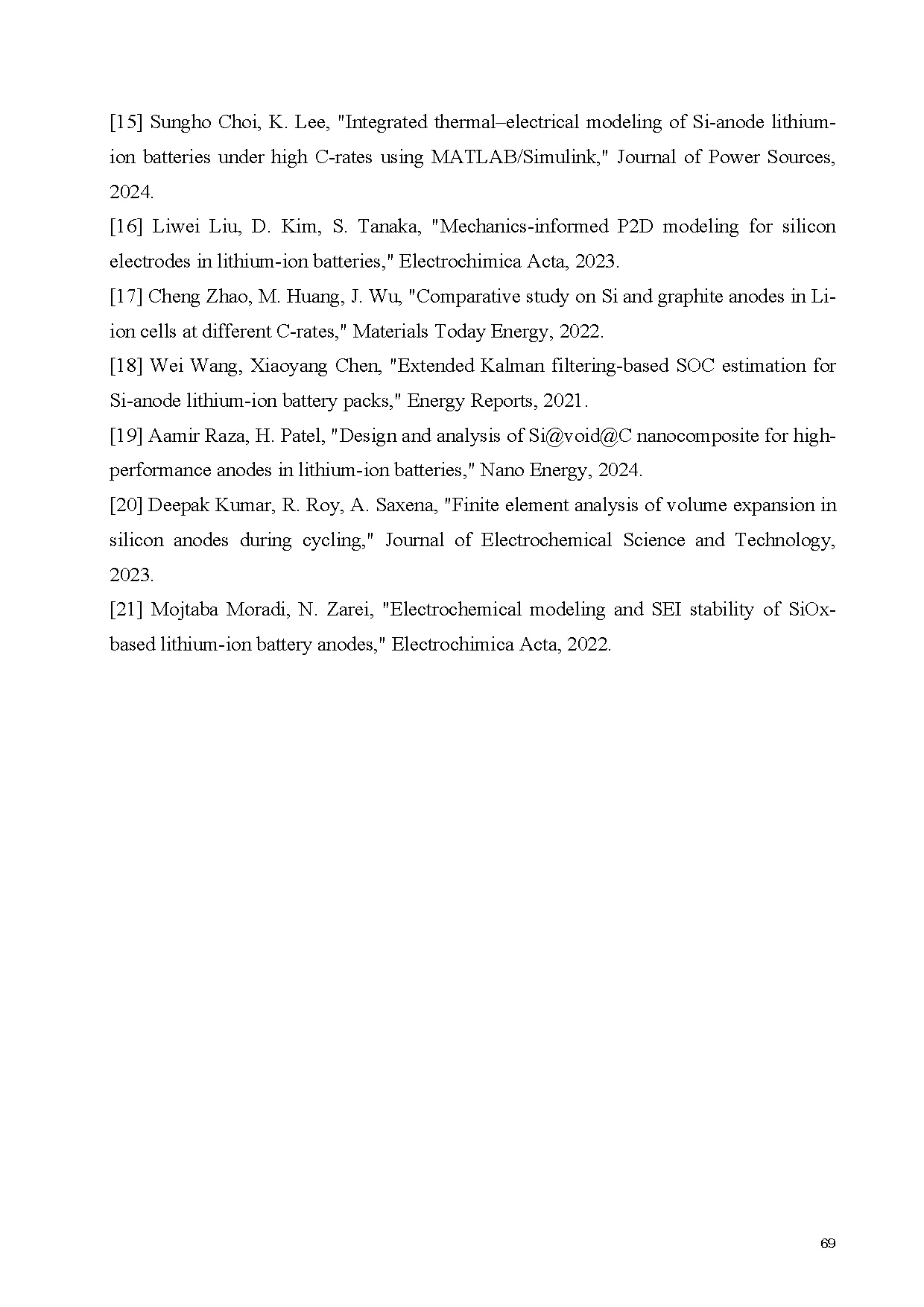 Đồ án tốt nghiệp - Mô hình hóa, mô phỏng pin Lithium sử dụng điện cực âm bằng chất liệu Silic BPMM - Trang 89