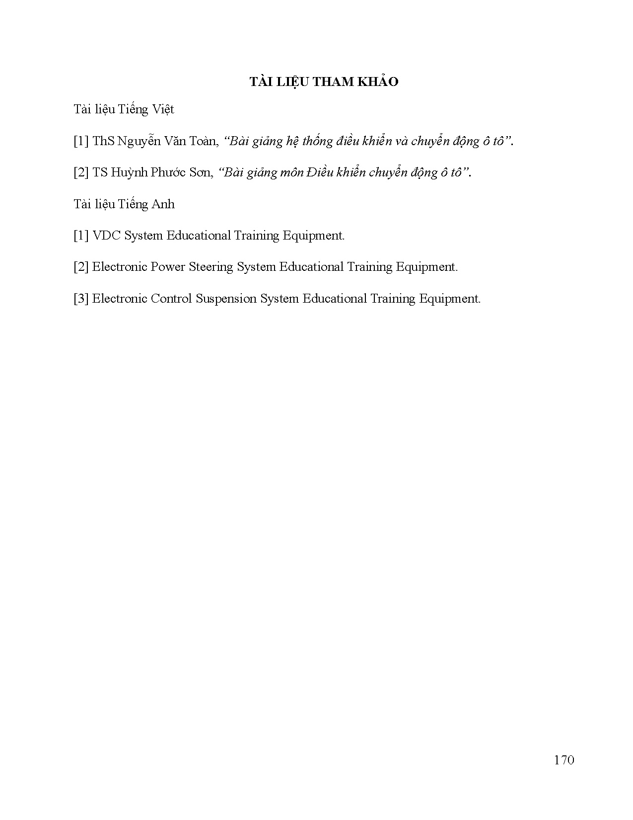 Đồ án tốt nghiệp - Viết bài hướng dẫn thực hành các mô hình cho môn học thực tập Hệ thống ĐKVCĐ ô T - Trang 185