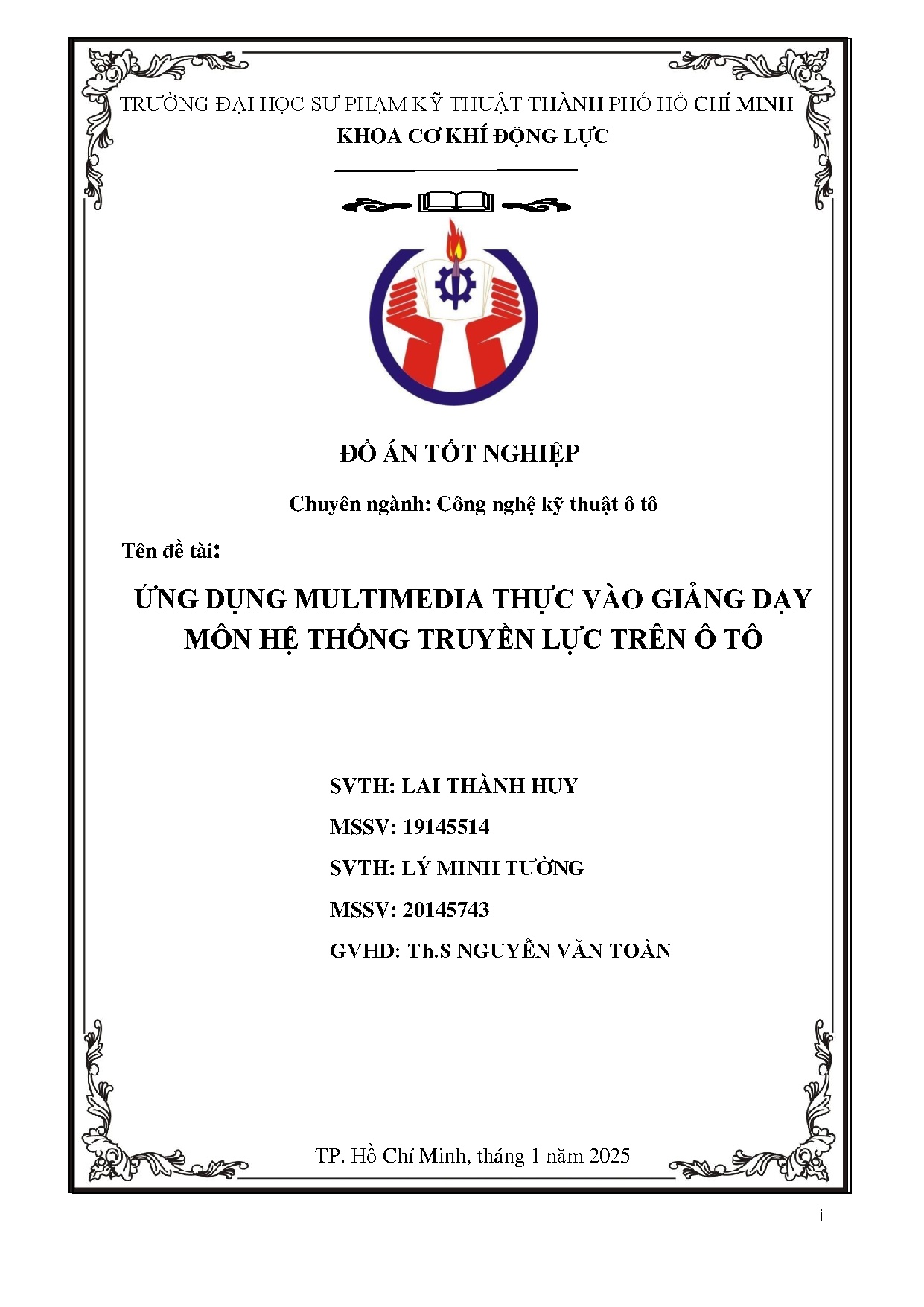 Đồ án tốt nghiệp - Ứng dụng Multimedia vào giảng dạy môn hệ thống truyền lực trên ô tô